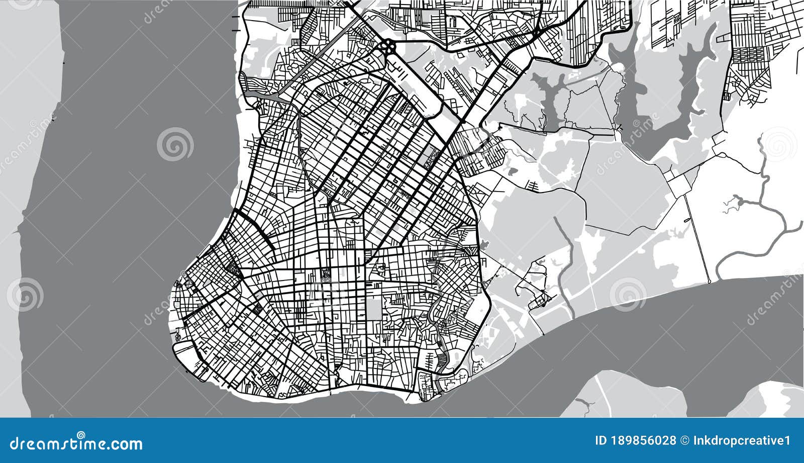 Urban Vector City Map of Belem, Brazil Stock Vector Illustration of
