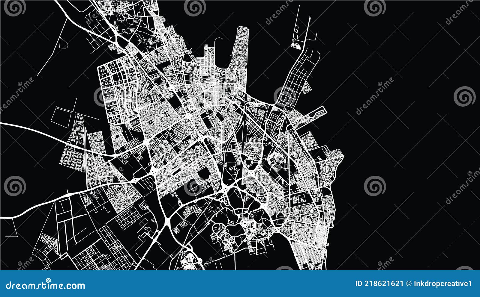 urban  city map of dammam, saudi arabia, middle east