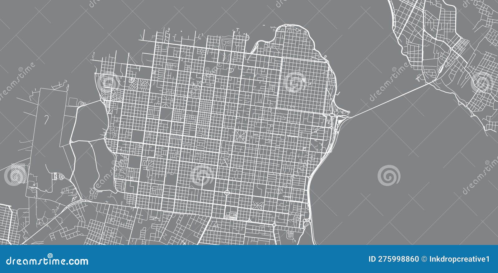 Urban Vector City Map of Posadas, Argentina Stock Vector Illustration
