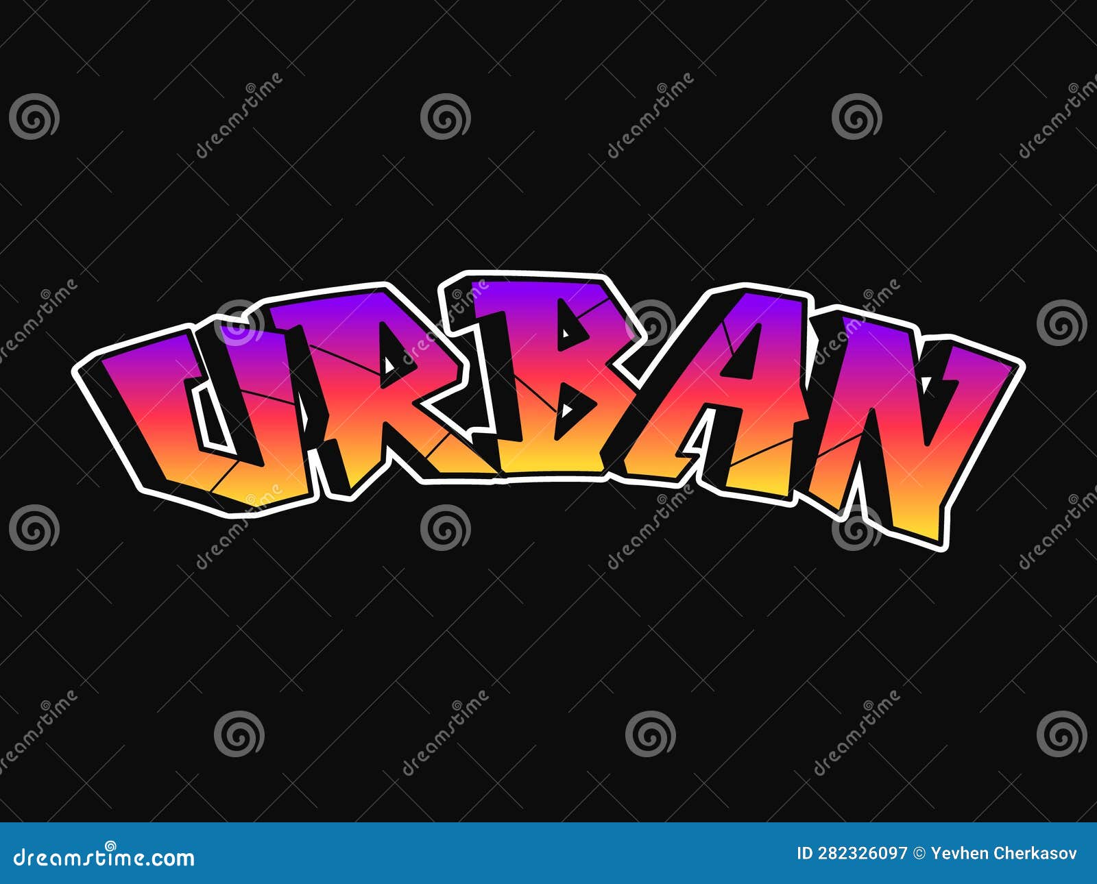 Urban Word Trippy Psychedelic Graffiti Style Letters.Vector Hand Drawn ...