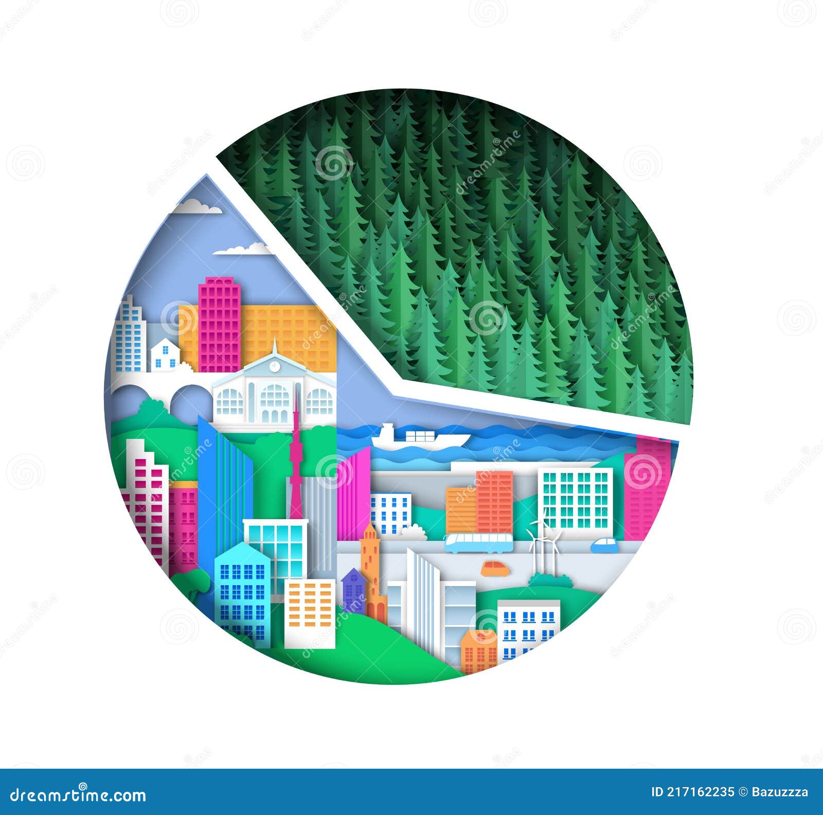 Urbanization Pie Charts Infographic. Vector Illustration in Paper Art Style  Stock Vector - Illustration of graphic, urban: 217162235