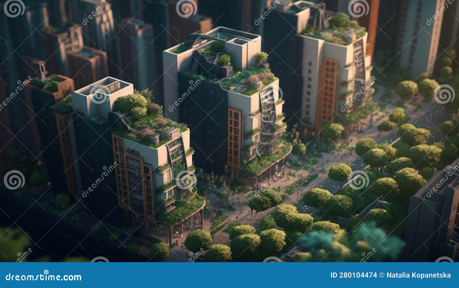 the urbanized environment of the city, gardens and greenery of the city. generated ai