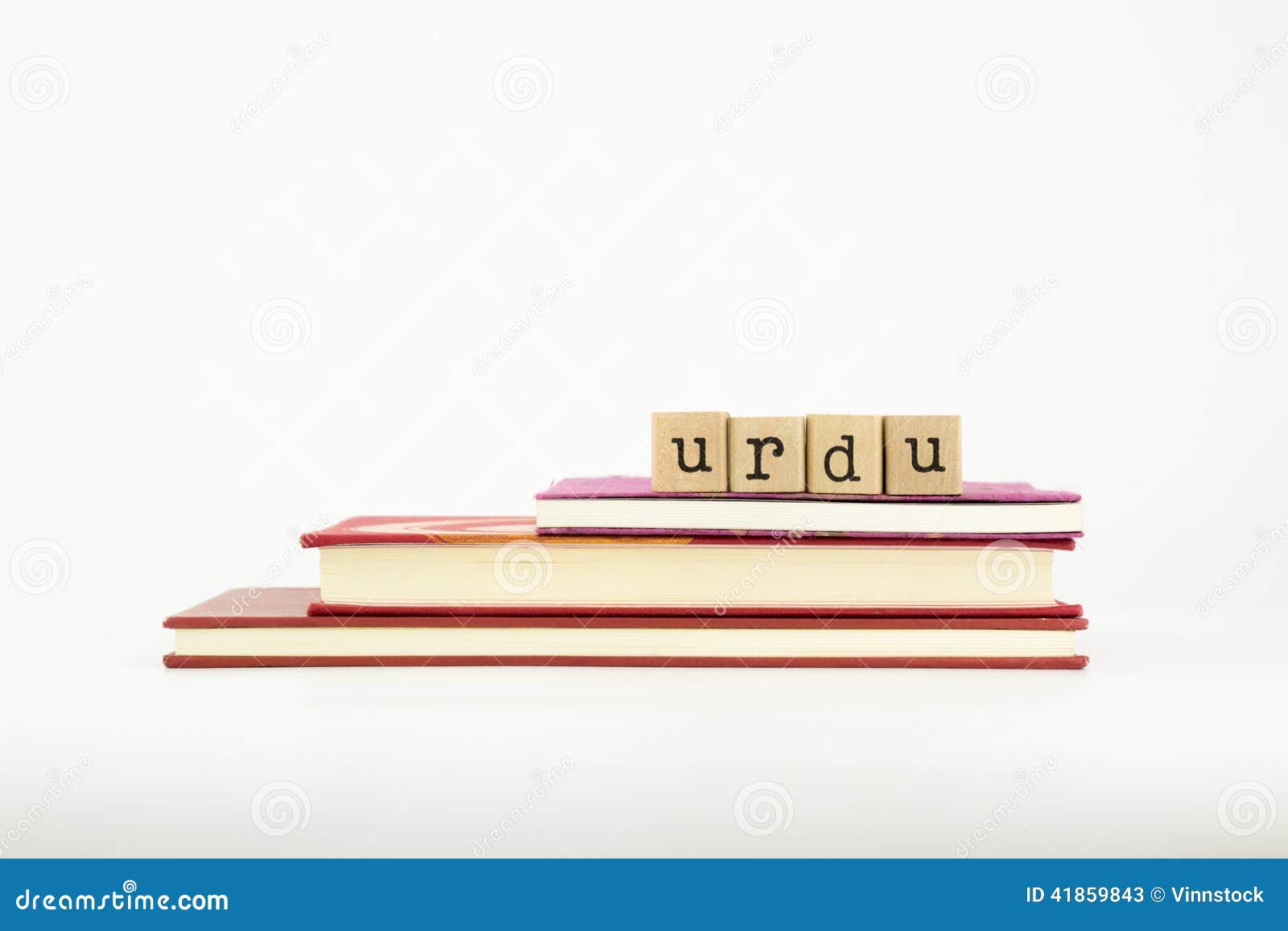 Urdu Language Word on Wood Stamps and Books Stock Image Image of