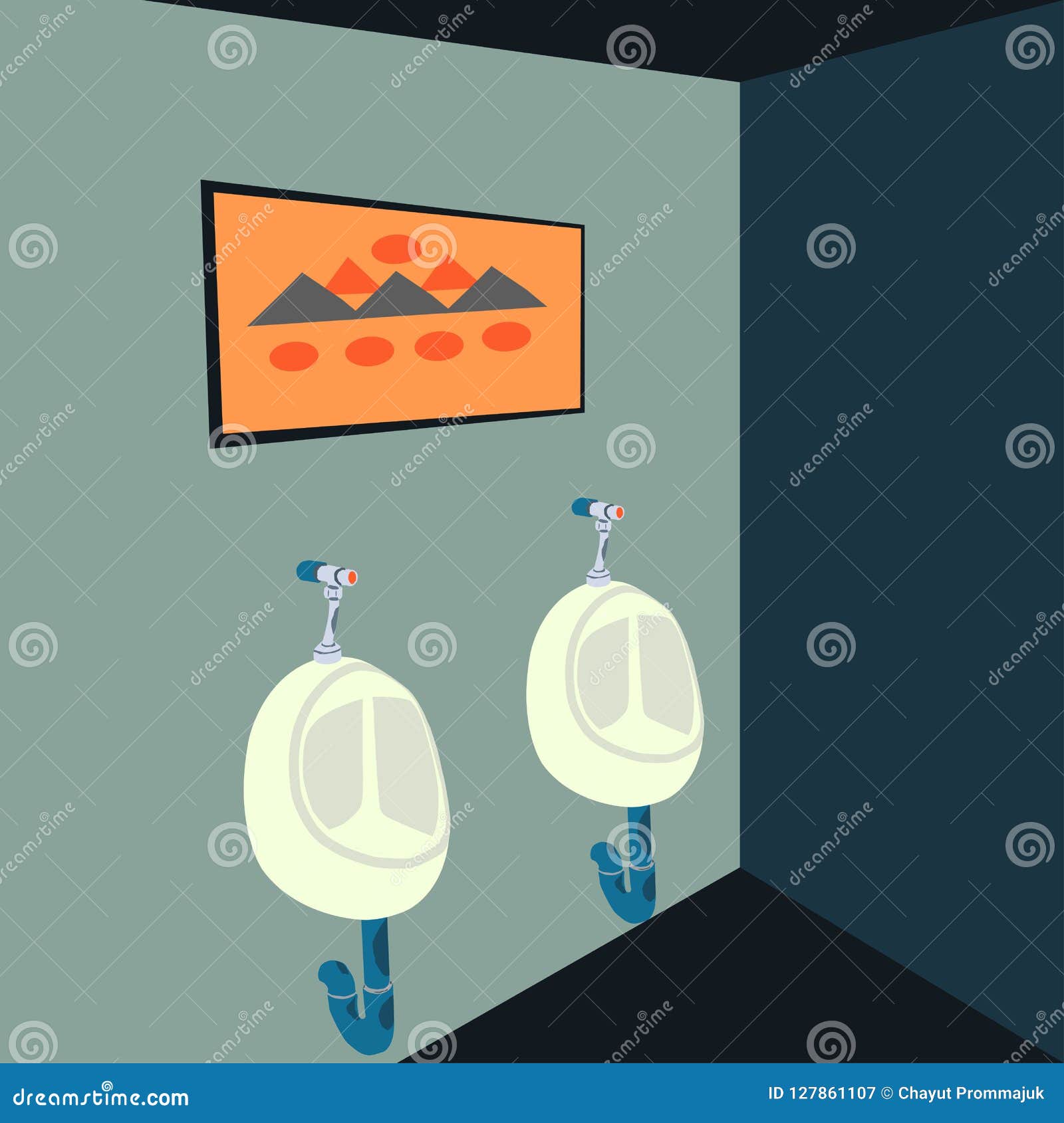 Urinal for Men in Toilet Room Stock Illustration - Illustration of home
