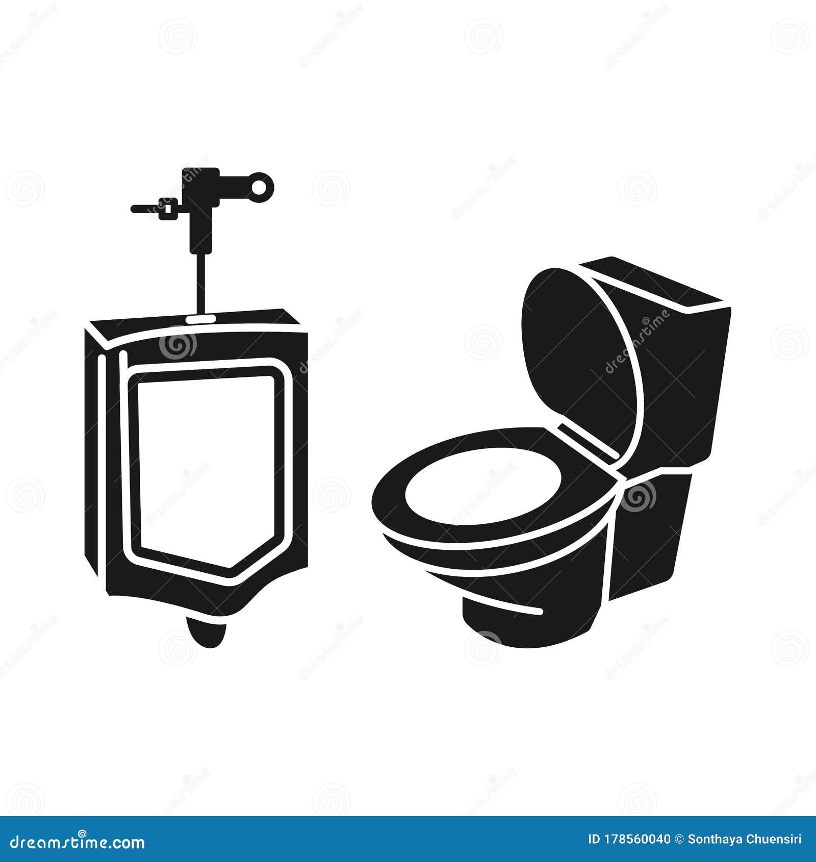 Urinal,Toilet,solid Icons,vector Illustrations Stock Vector