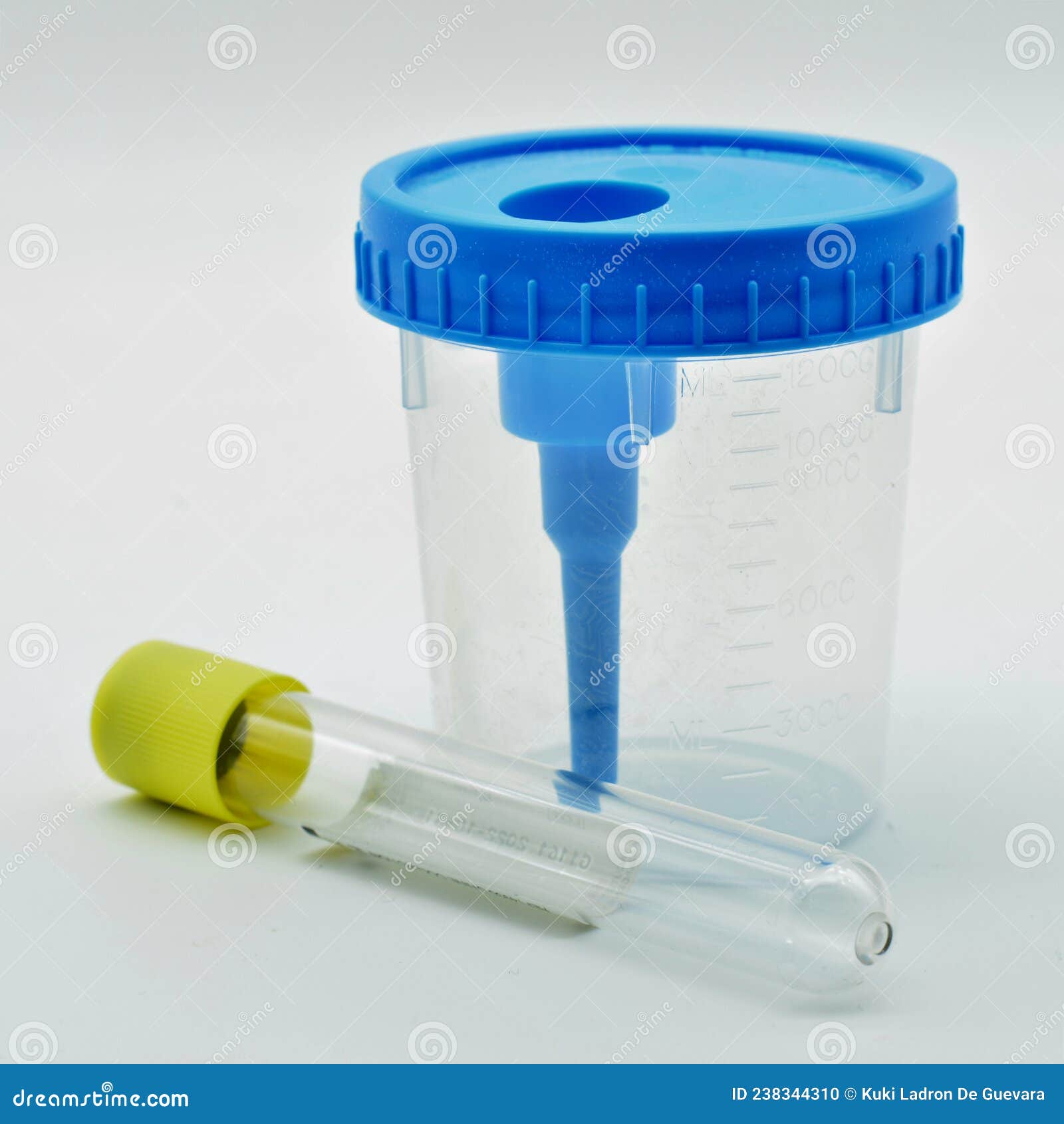 urinalysis containers,  on white background