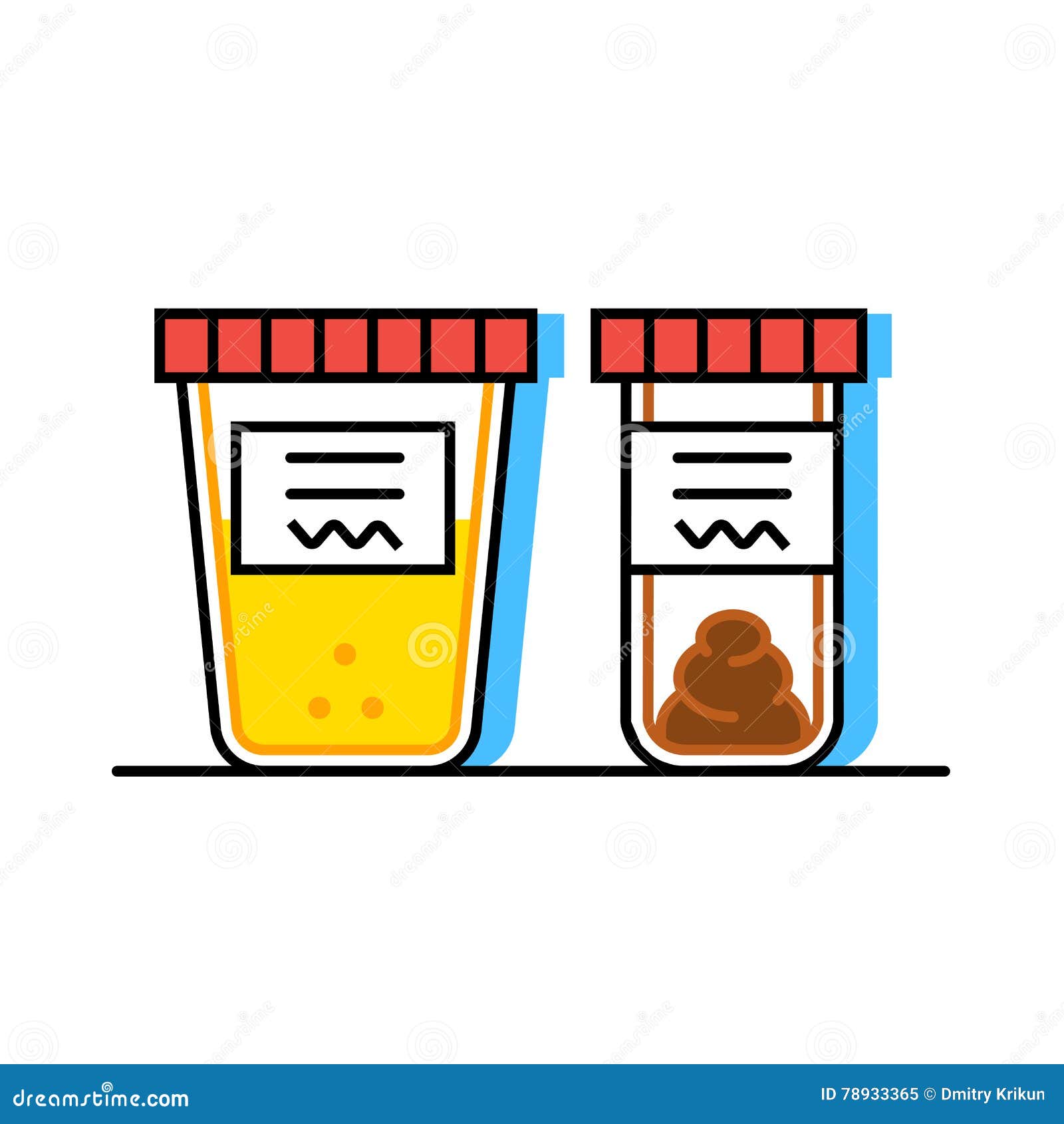 Urine and Fecal Analysis. Flat Style. Containers for Analysis. Stock