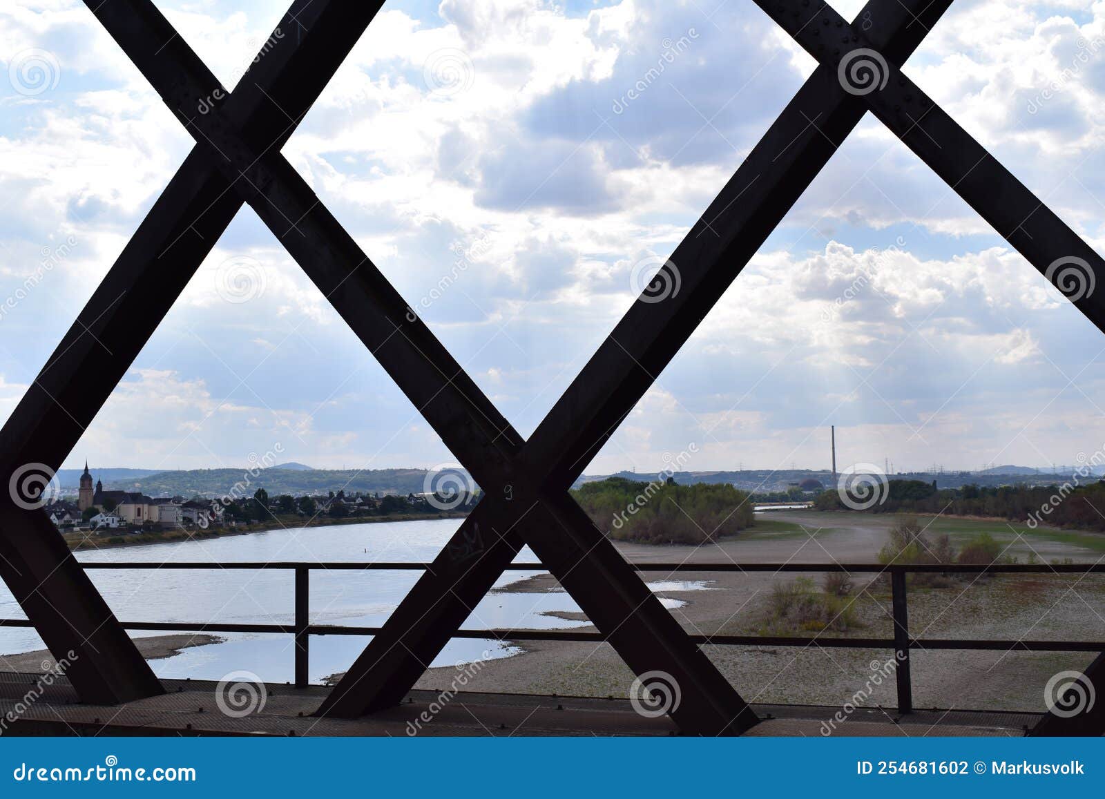 urmitz, germany - 08 22 2022: urmitz at the rhine with the island and a dry part