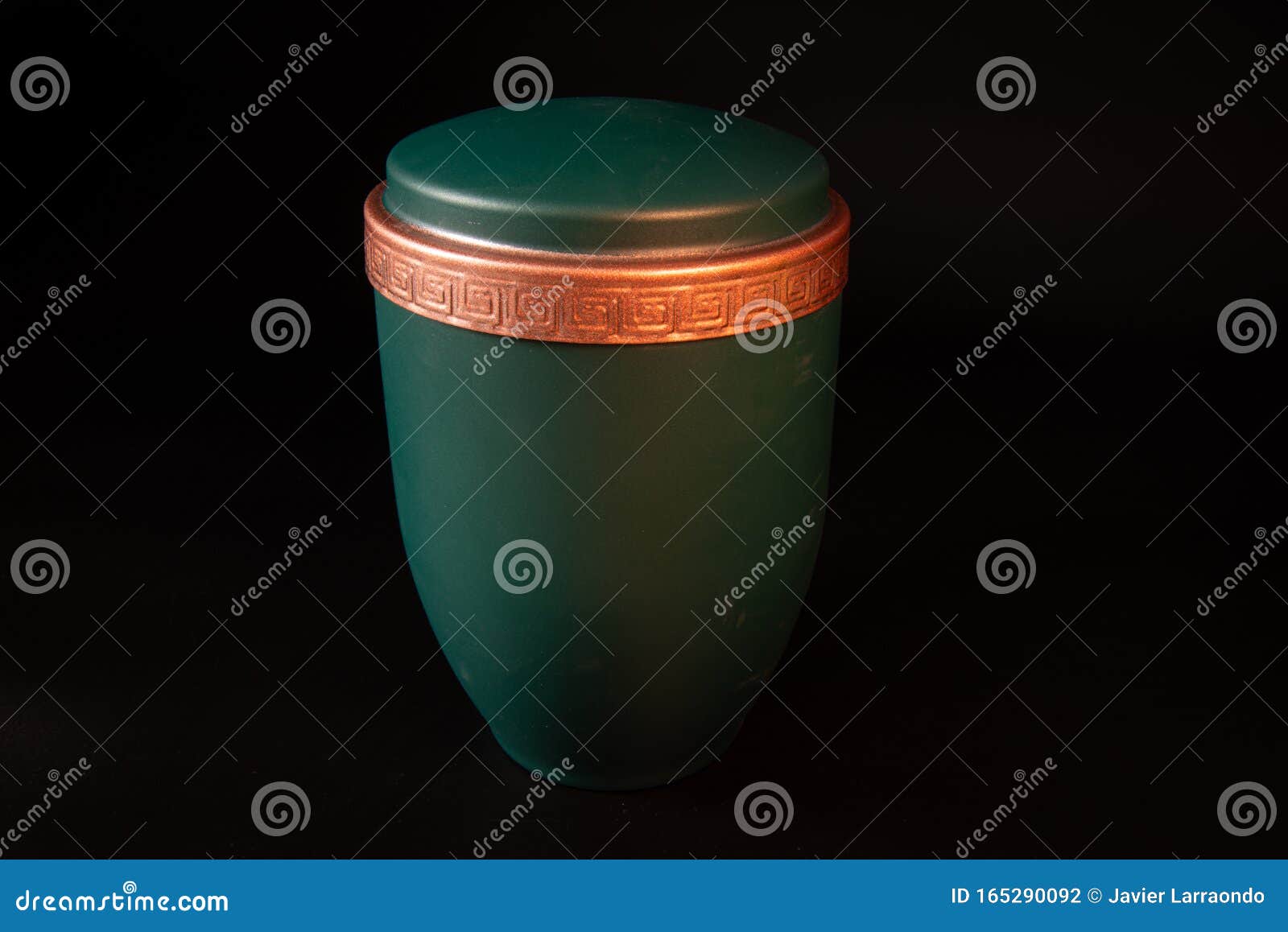 green urn with golden edge 