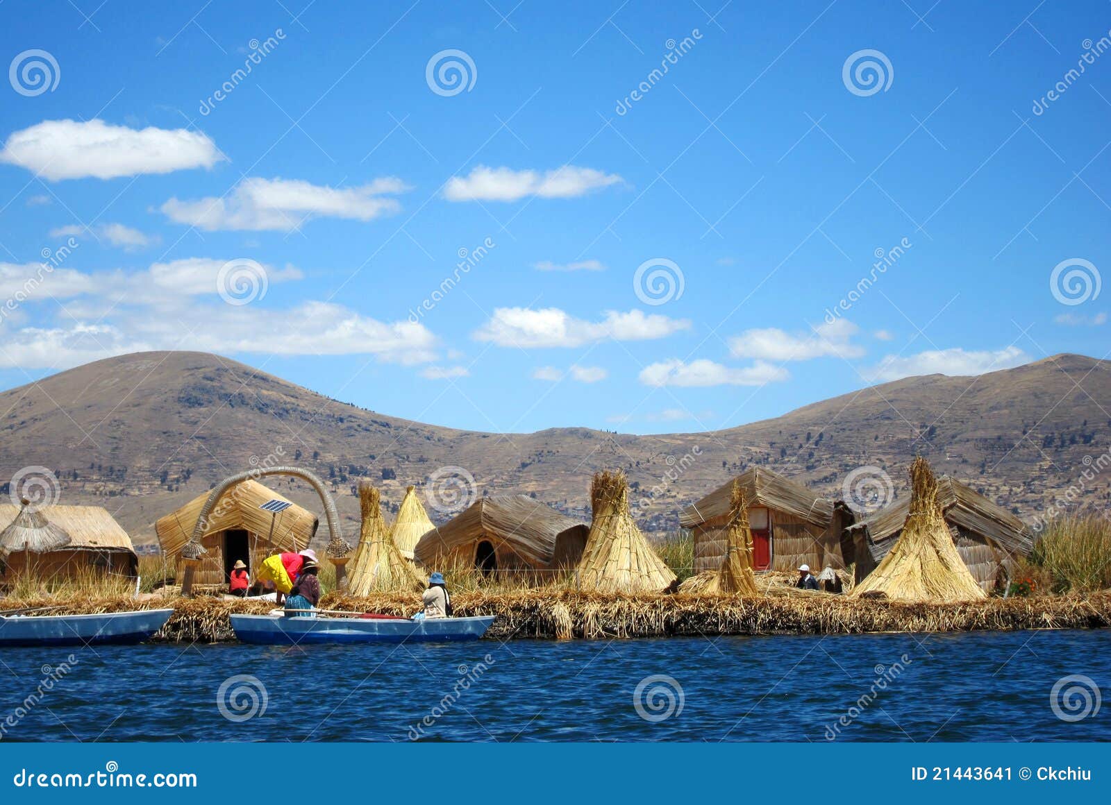 uros floating islands at titicaca, peru