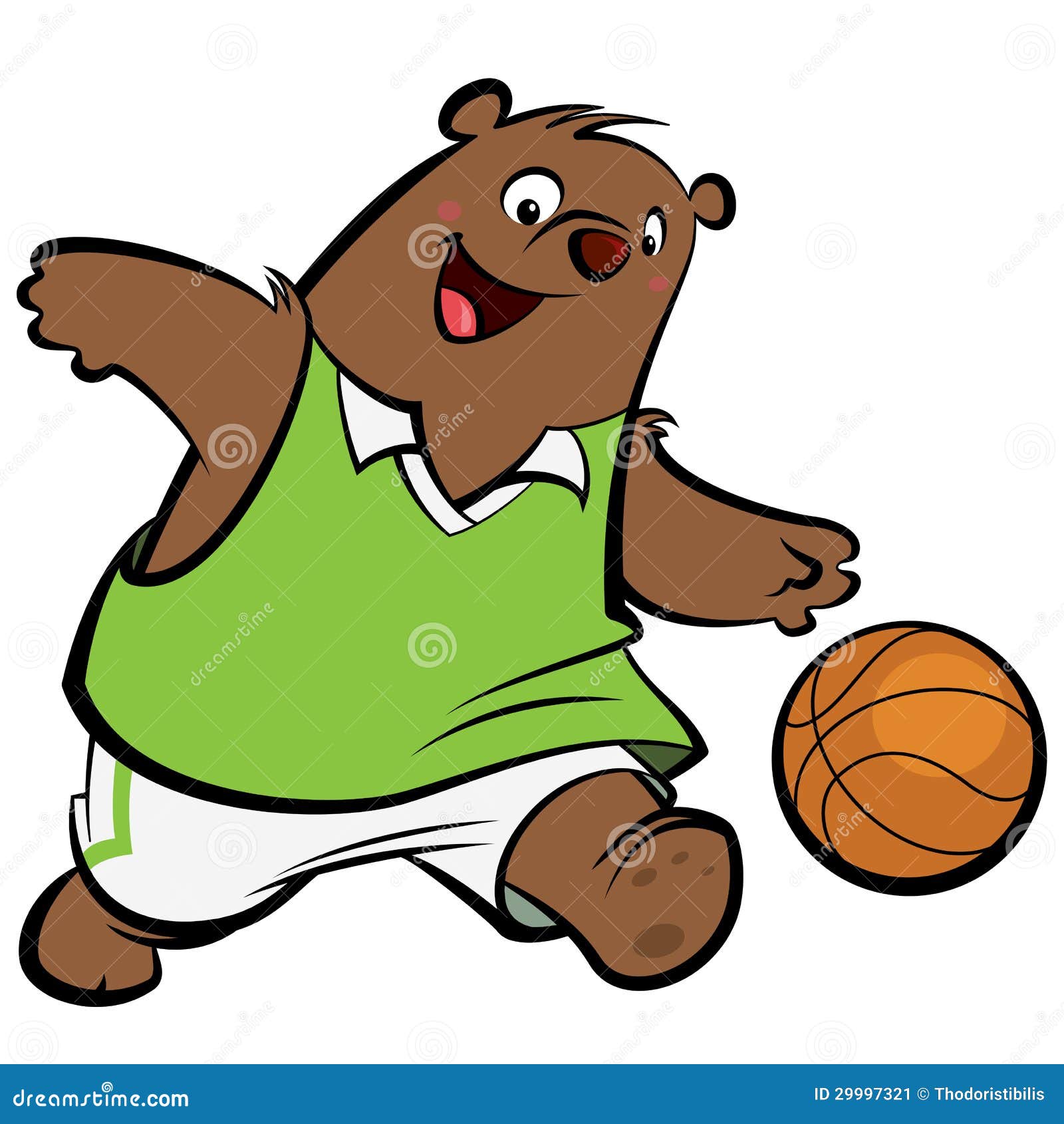 Um gato de desenho animado com uma bola de basquete na camisa está jogando  basquete.