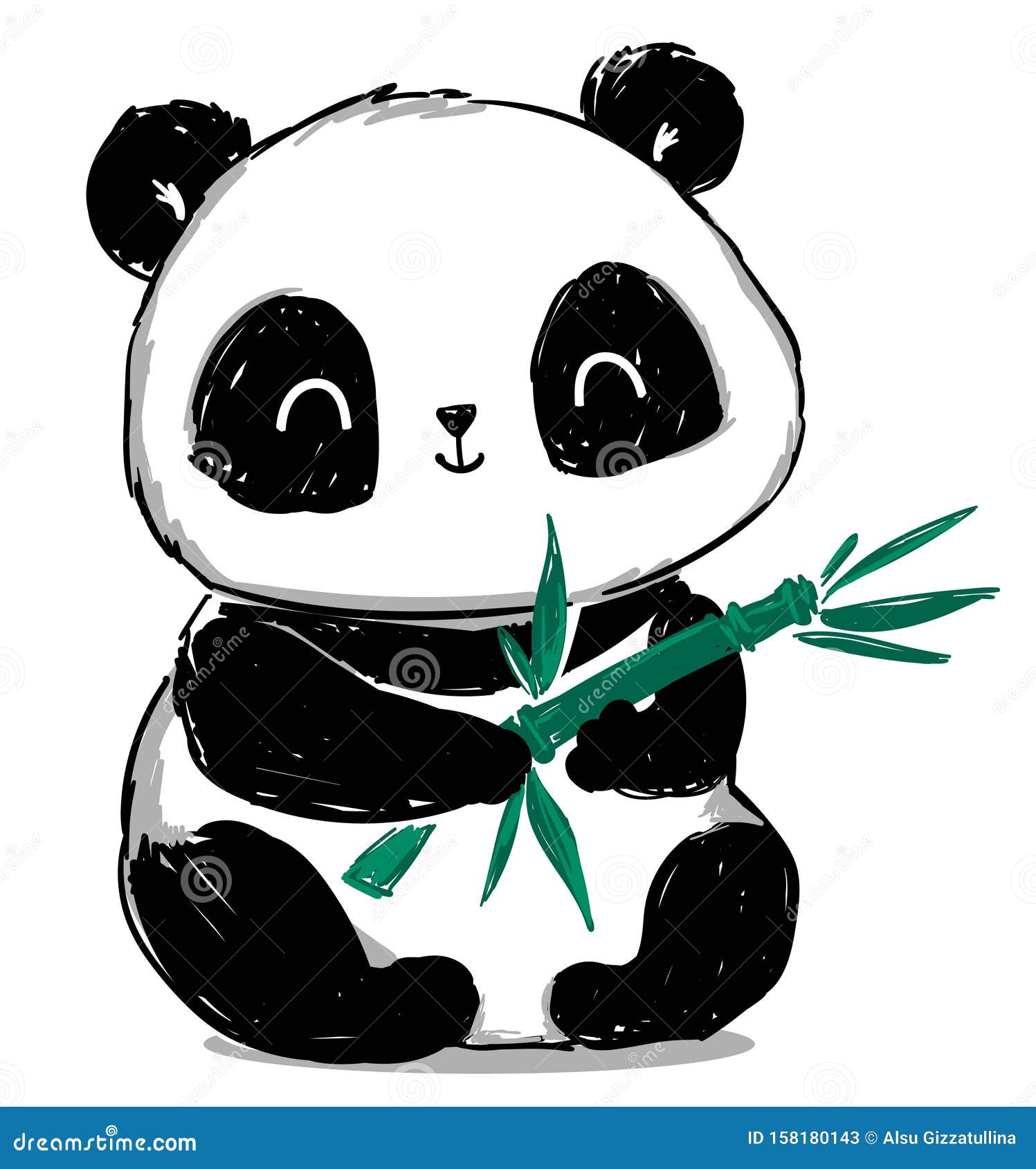 Panda Bonito Fundo Branco Desenho Mão Ilustração Panda imagem vetorial de  svetomircomua© 651352274