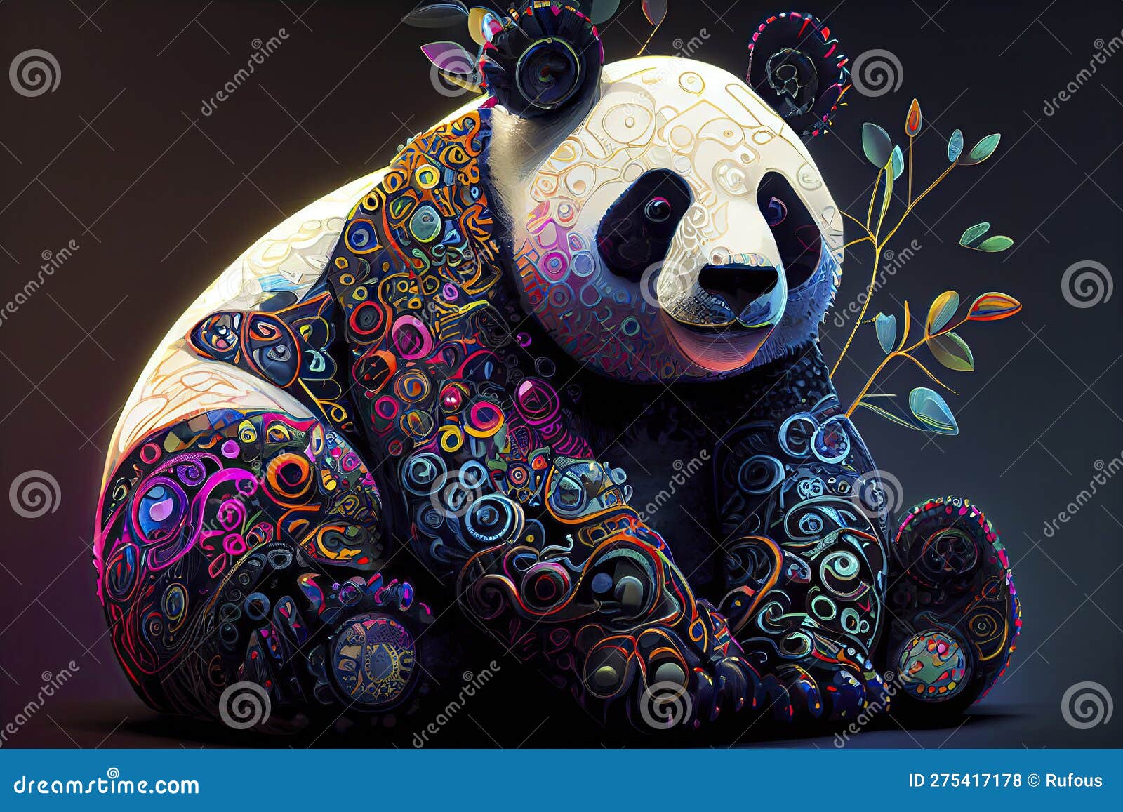 Desenho de Um urso panda pintado e colorido por Usuário não