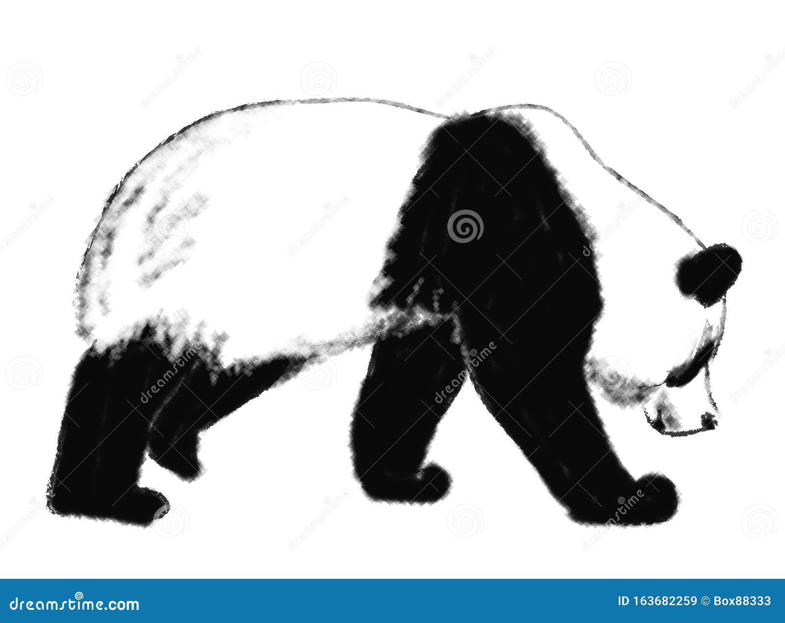 Silhueta de panda de desenho animado em estilo simples e plano