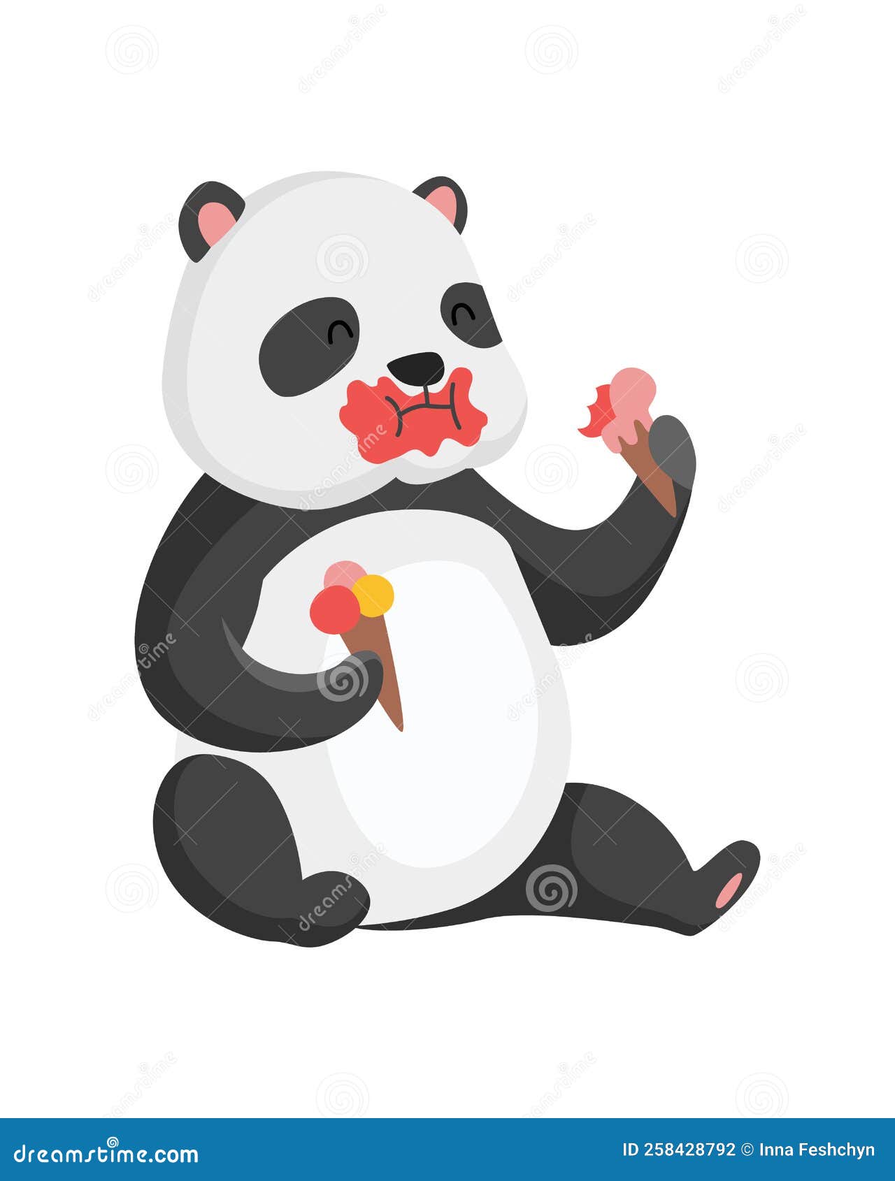 Ilustração de desenhos animados de panda com raiva posando isolado