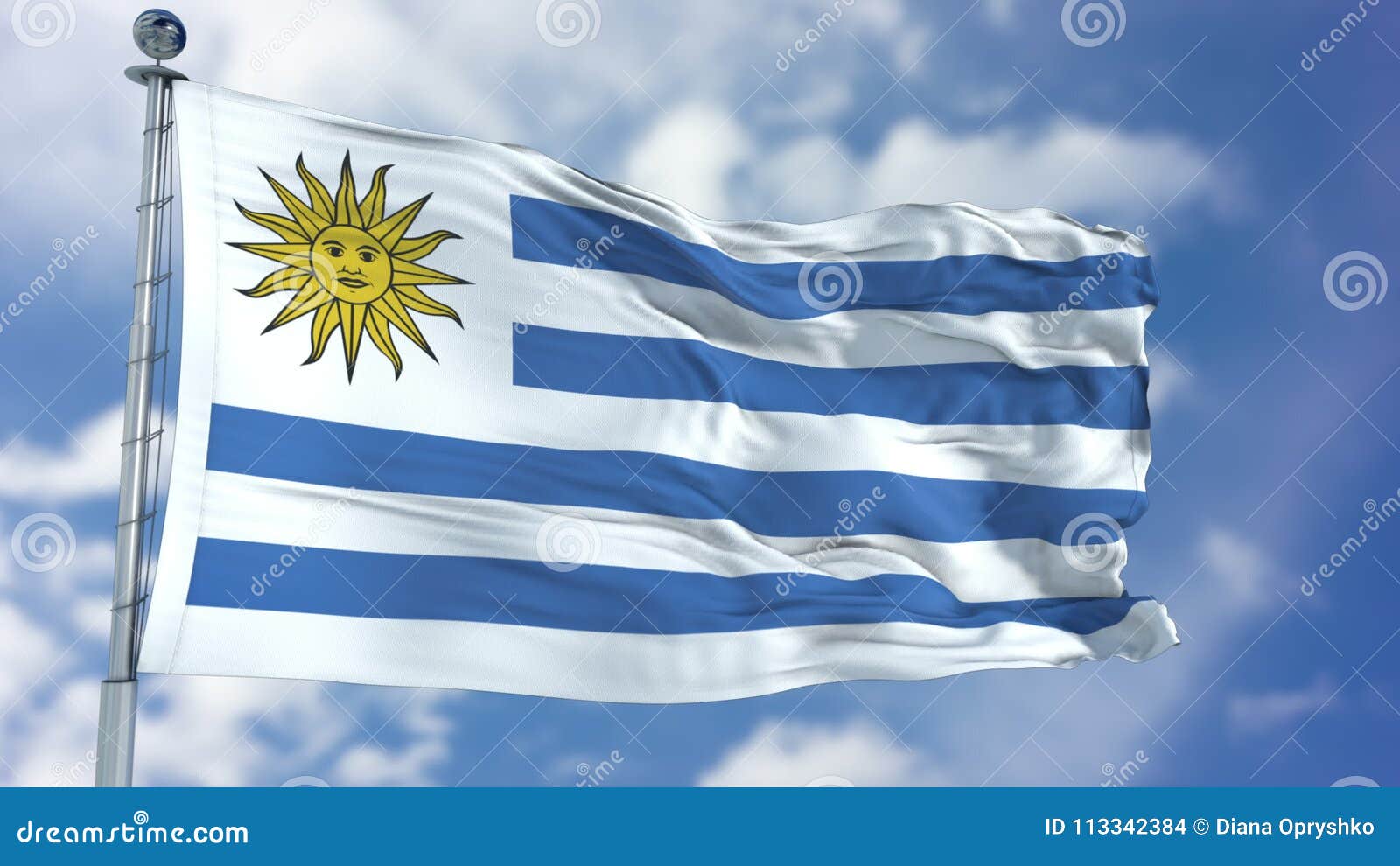 uruguay flag in a blue sky