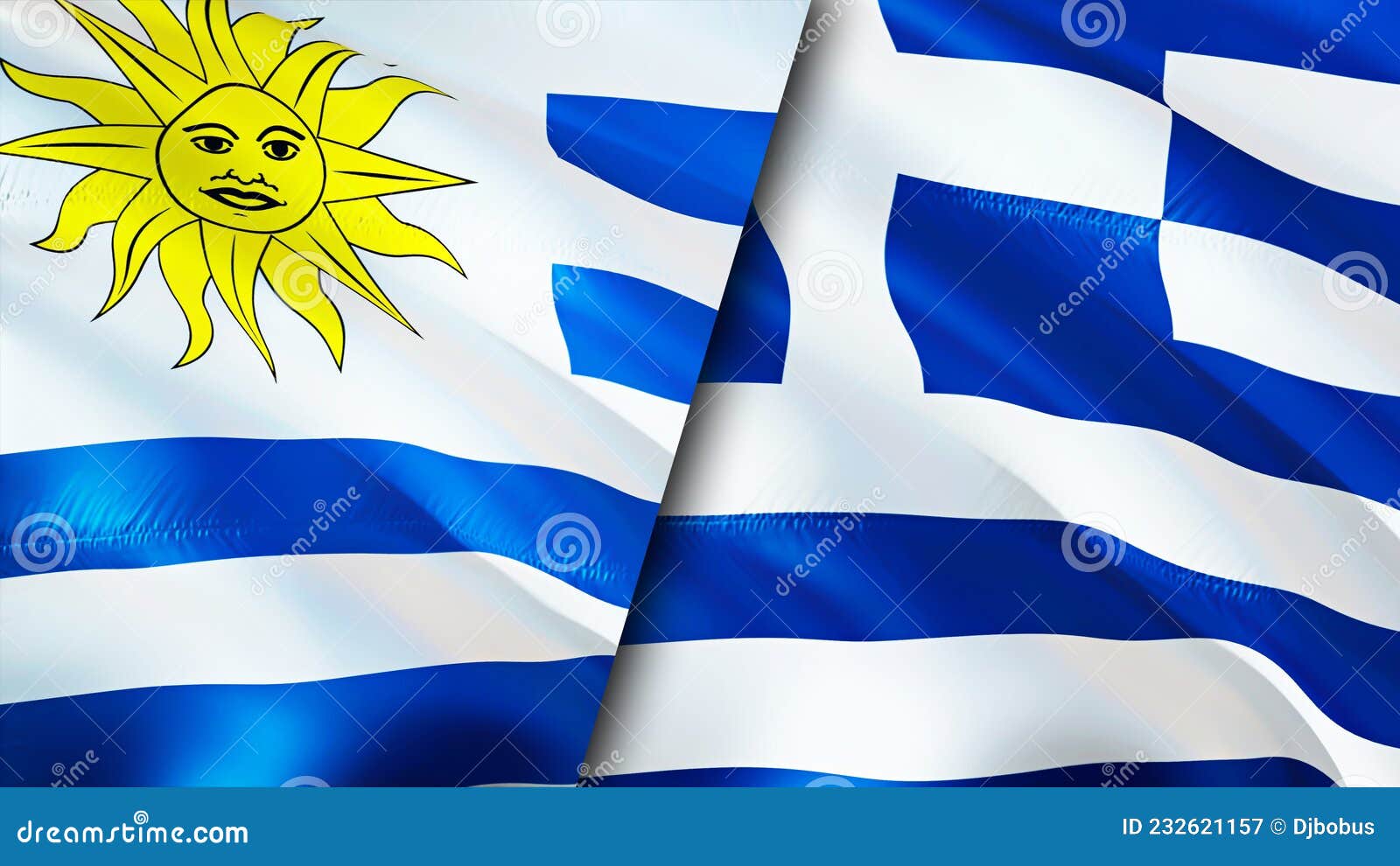 Crossed Flag Pins Greece-Uruguay Flags