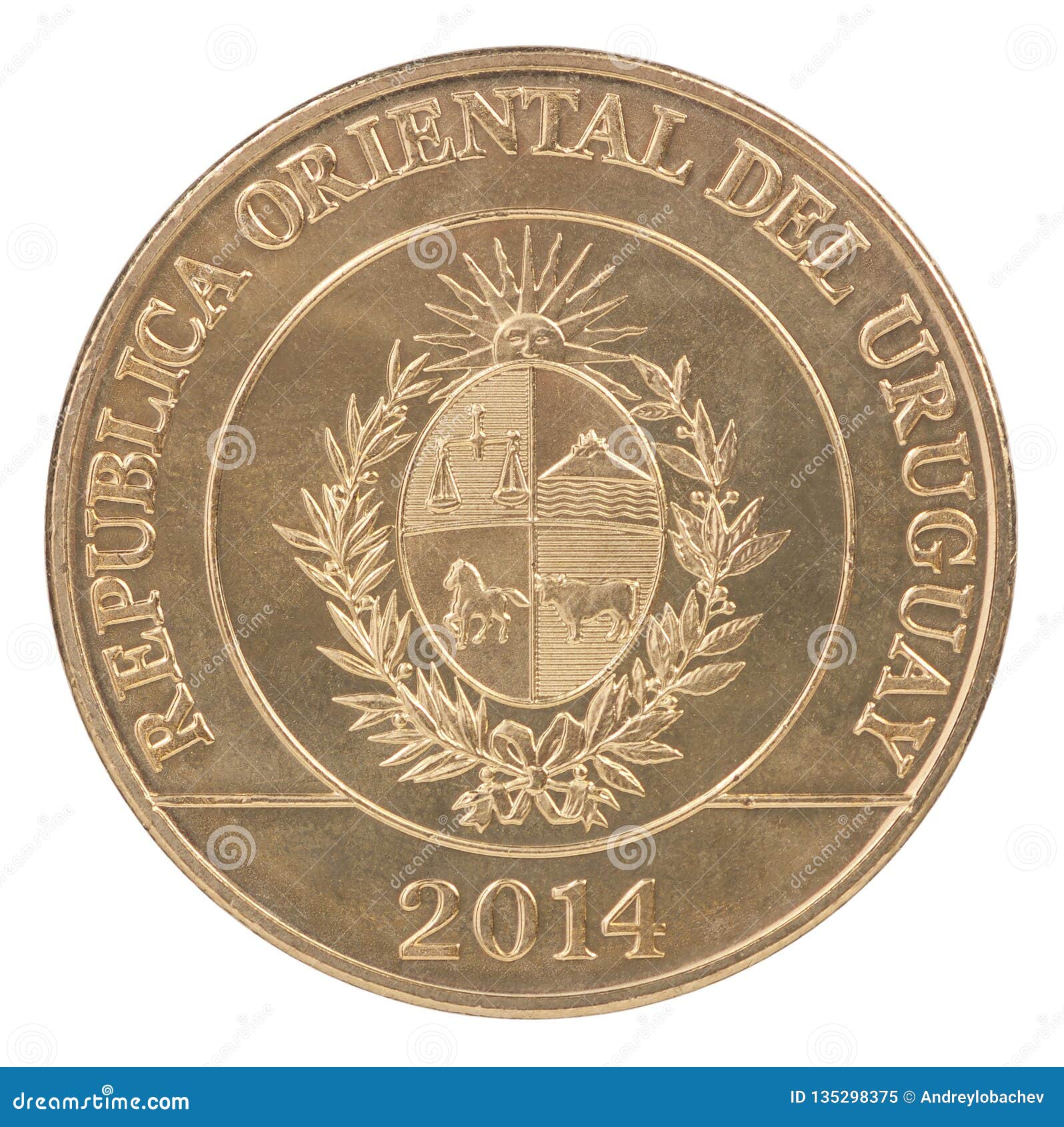 Uruguayan Peso Coin stock image. Image of bronze, arms ...