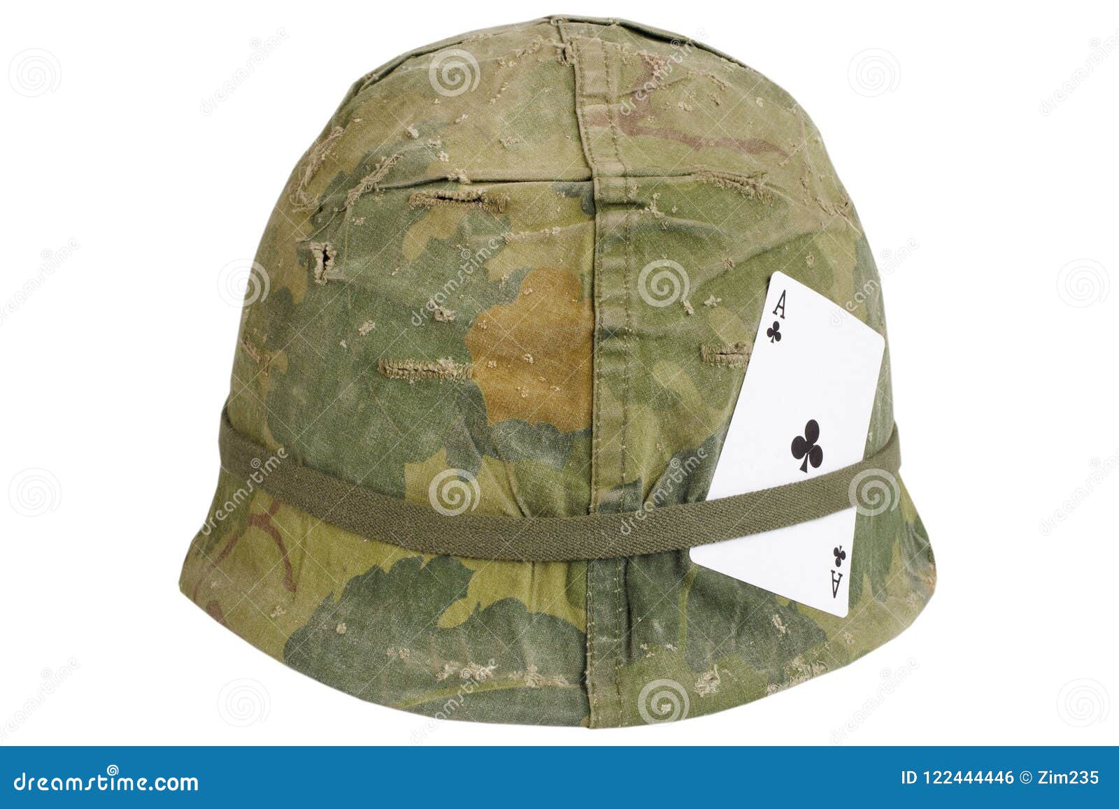 US Army Helmet Vietnam War Period with Amulet - Ace of Clubs Playing ...