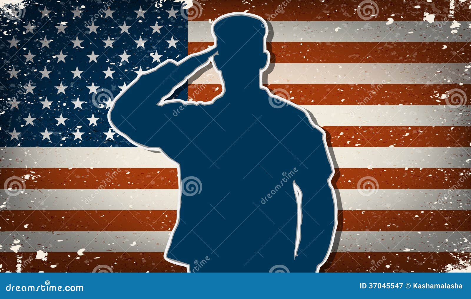 Us Army Soldier On Grunge American Flag Background Vector