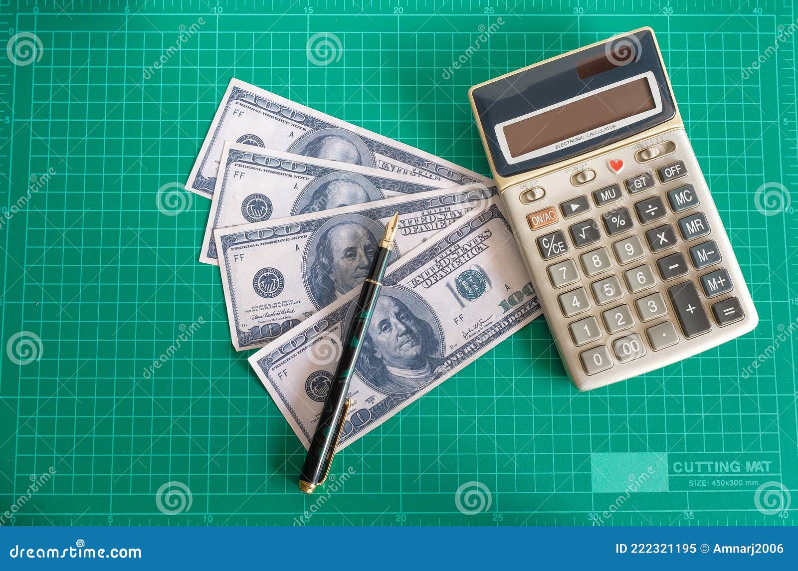 US Banknote with Calculator on Cutting Mat Stock Image Image of