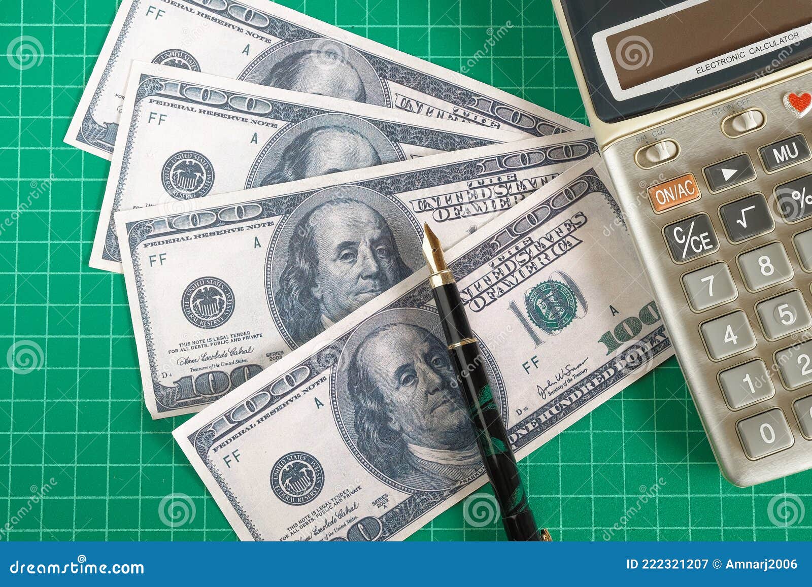 US Banknote with Calculator on Cutting Mat Stock Image Image of paper