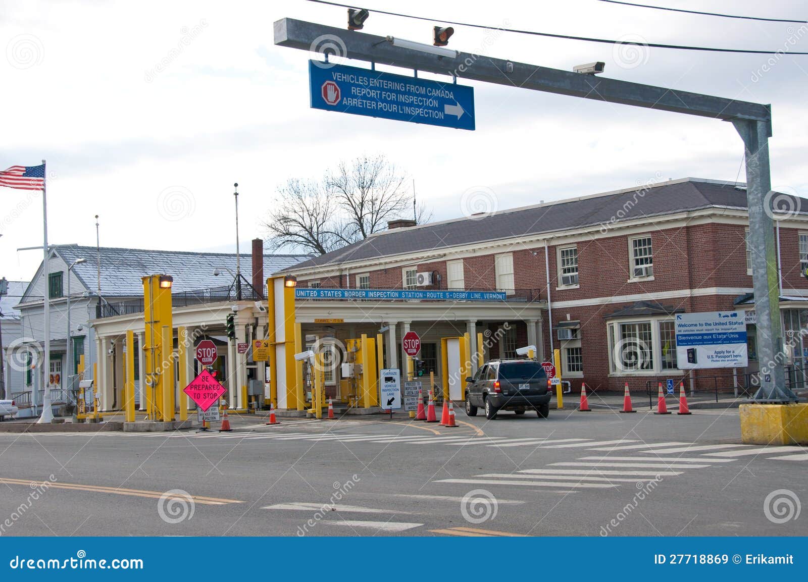US Border Inspection Building, Derby Line, VT Editorial Stock Image