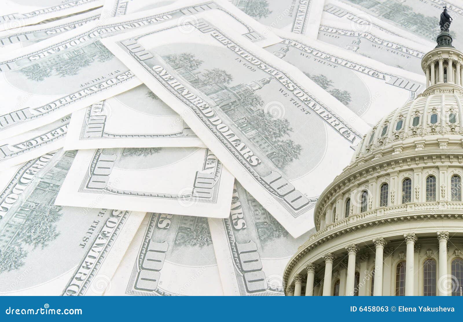 us capitol on 100 dollars banknotes background