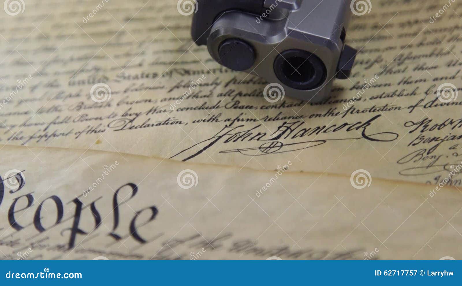 US Constitution with Hand Gun Right To Keep and Bear Arms Stock Video