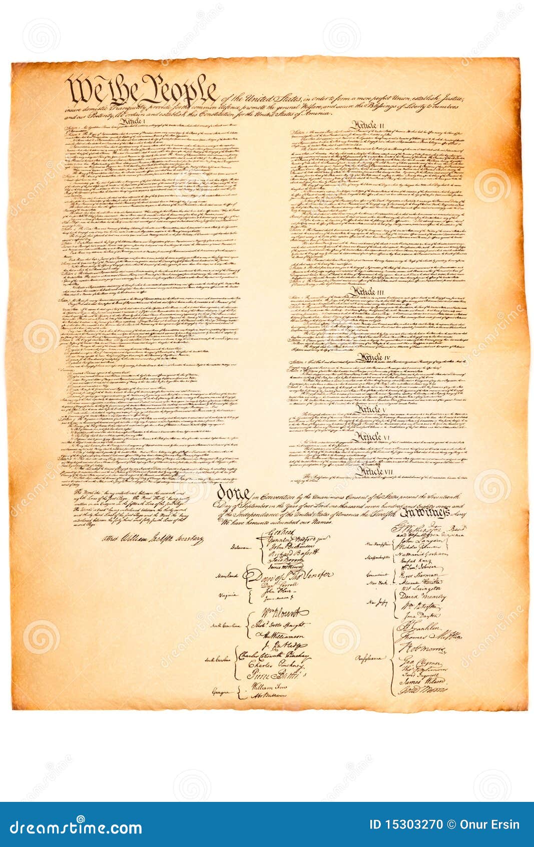 us constitution on parchment paper
