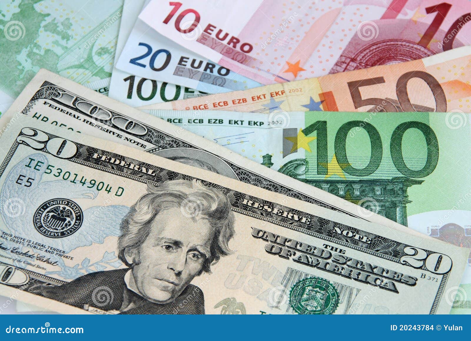 US Dollar and Euro Notes stock photo. Image of currency ...