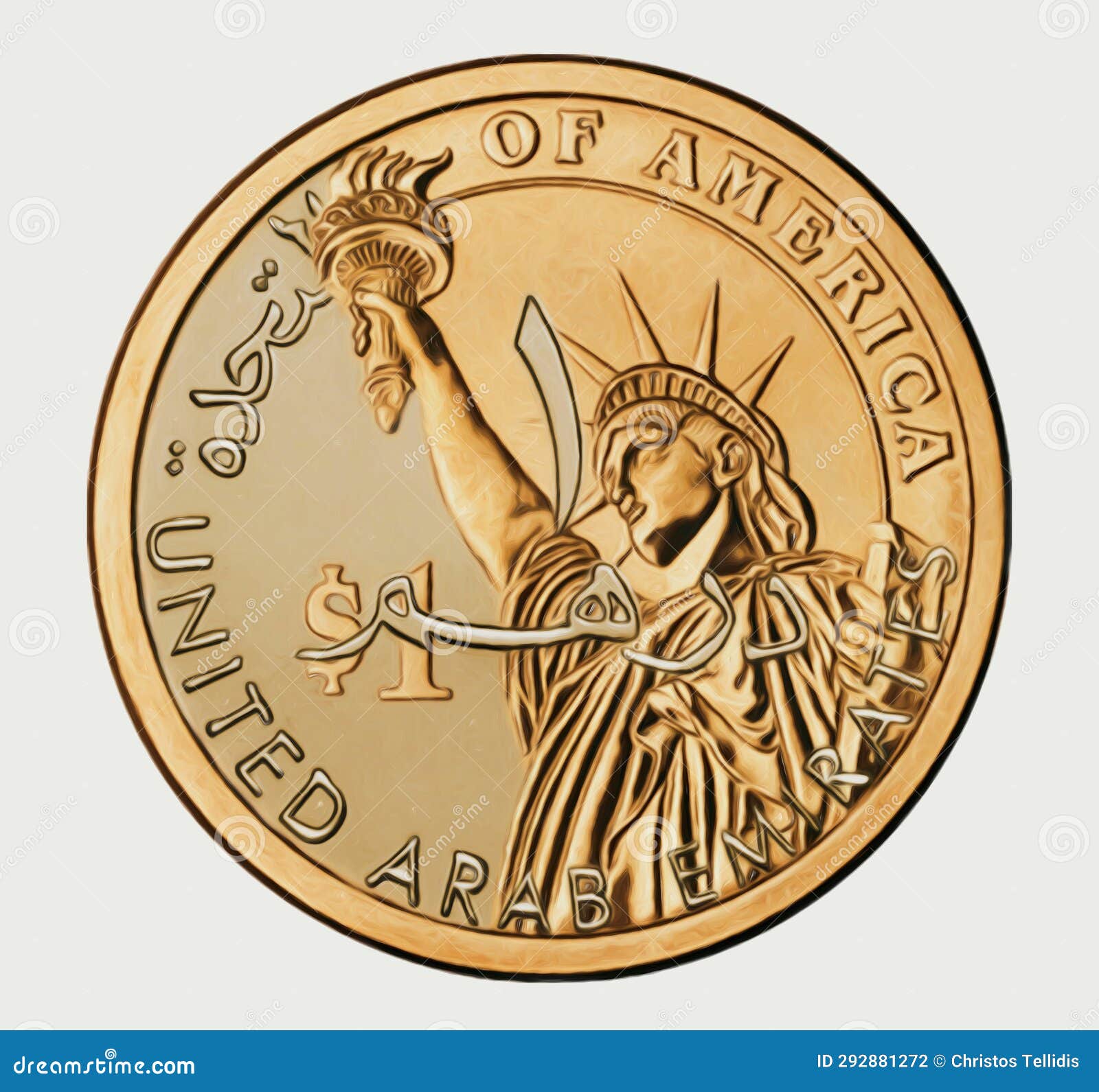 US Dollar To United Arab Emirates Dirham Coin Photo Manipulation Art us-dollar-to-united-arab-emirates-dirham-coin-photo-manipulation-art