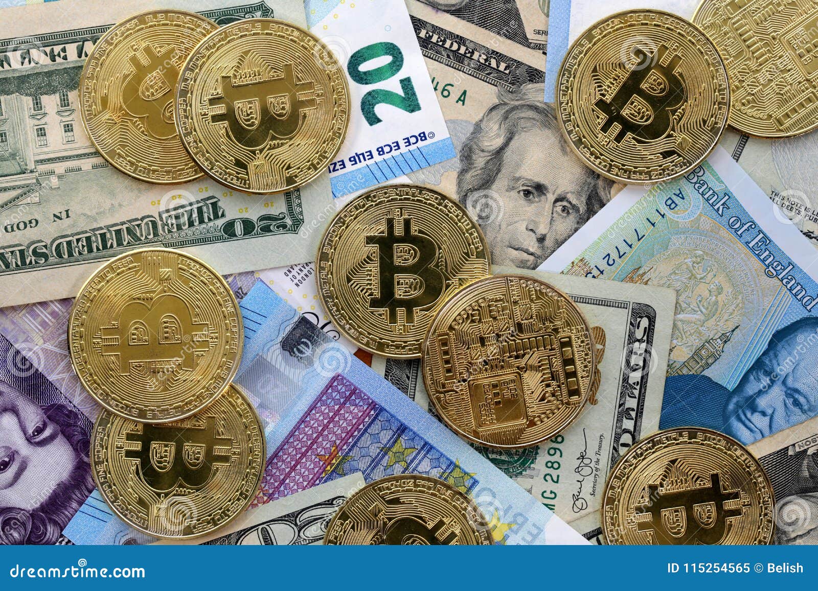US-Dollars Bitcoin BRITISCHER Pfund EU-Euro Redaktionelles Bild - Bild von  münze, tempestuousness: 115254565