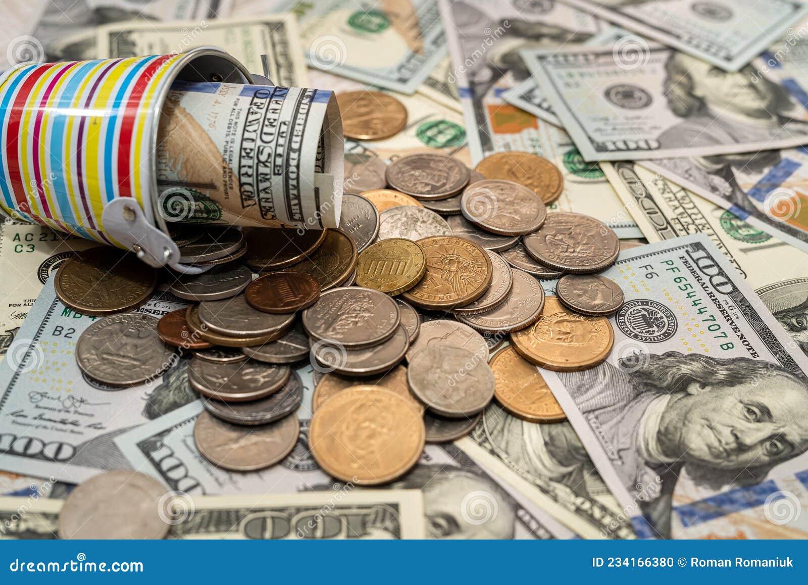 Us Dollars and Coins for Currency Exchange As Background Stock Photo