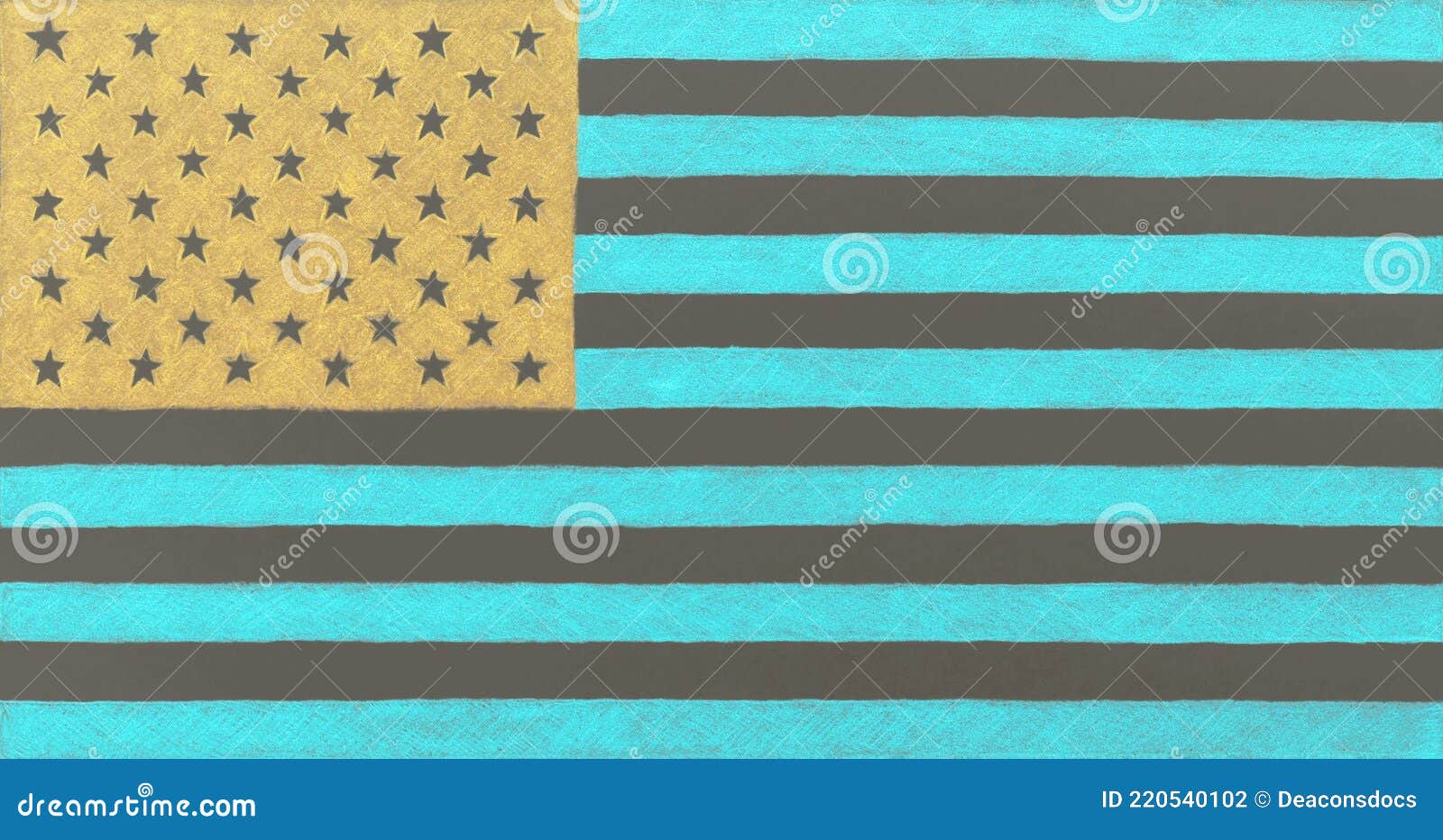 The US Flag. Inverted Dark Background or Backdrop. American Stars and