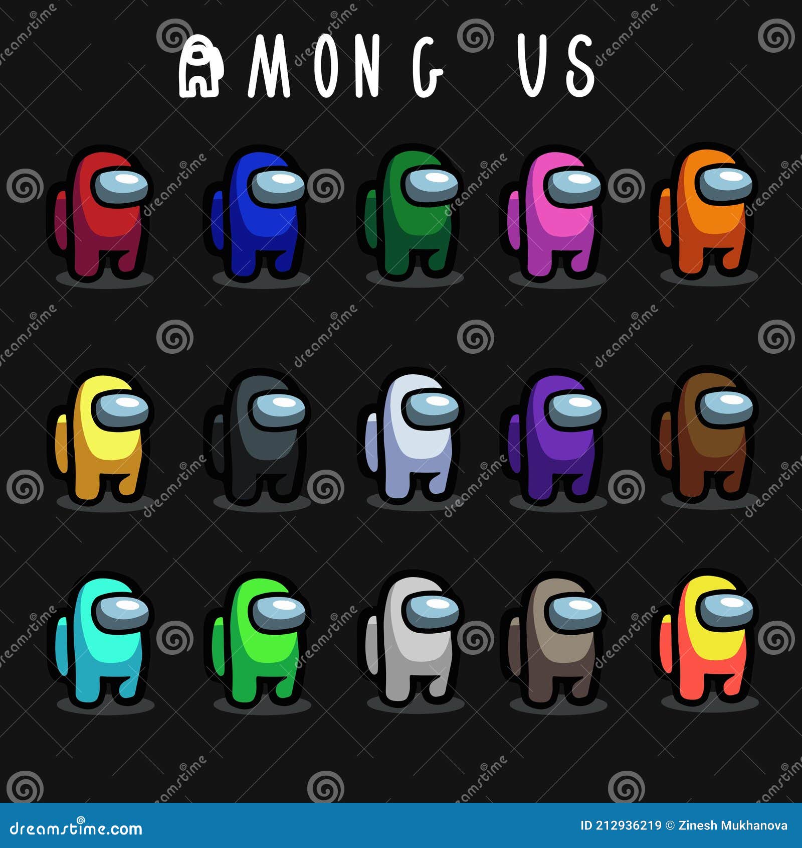 Among Us Game Character among Us Illustration Color Collection Stock Vector - Illustration of ...