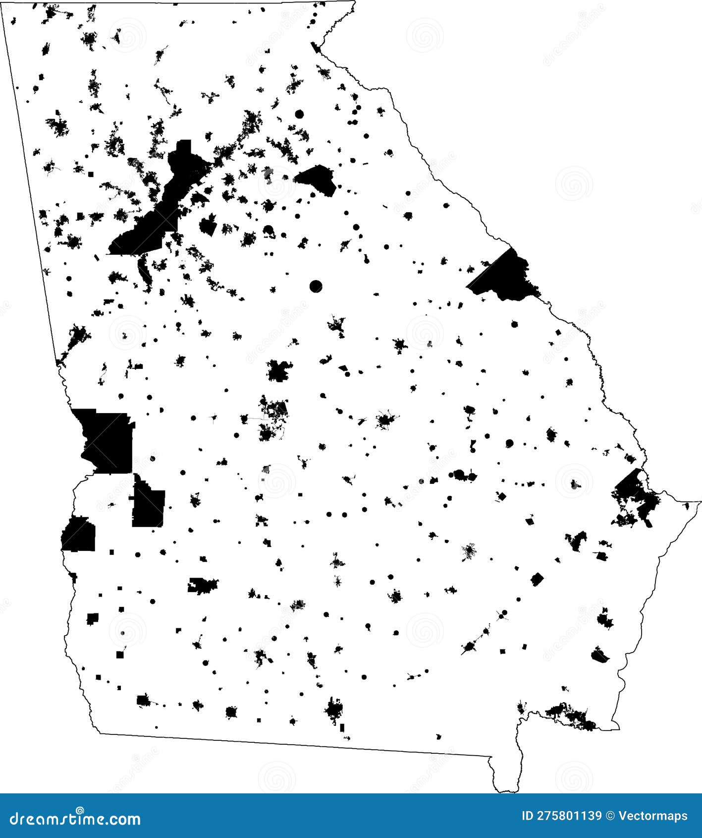 US Georgia Boundaries of Cities Stock Vector - Illustration of  administrative, cartography: 275801139, image size:1417x1690