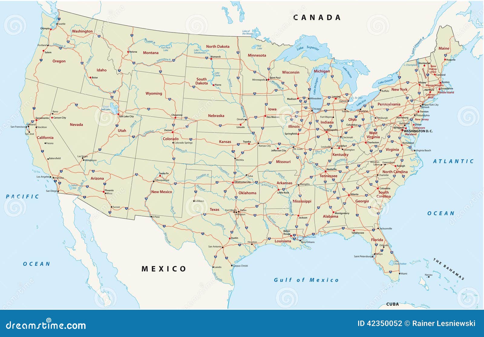 Map Of Major Interstates In The United States - Bank2home.com