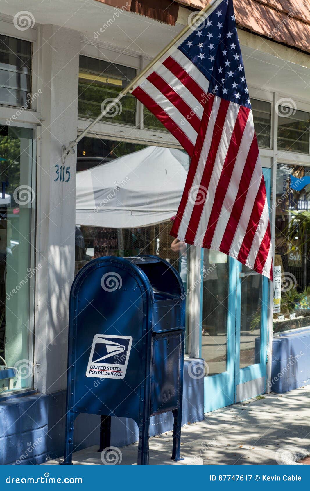 Us mailbox with flag editorial photography. Image of store 87747617