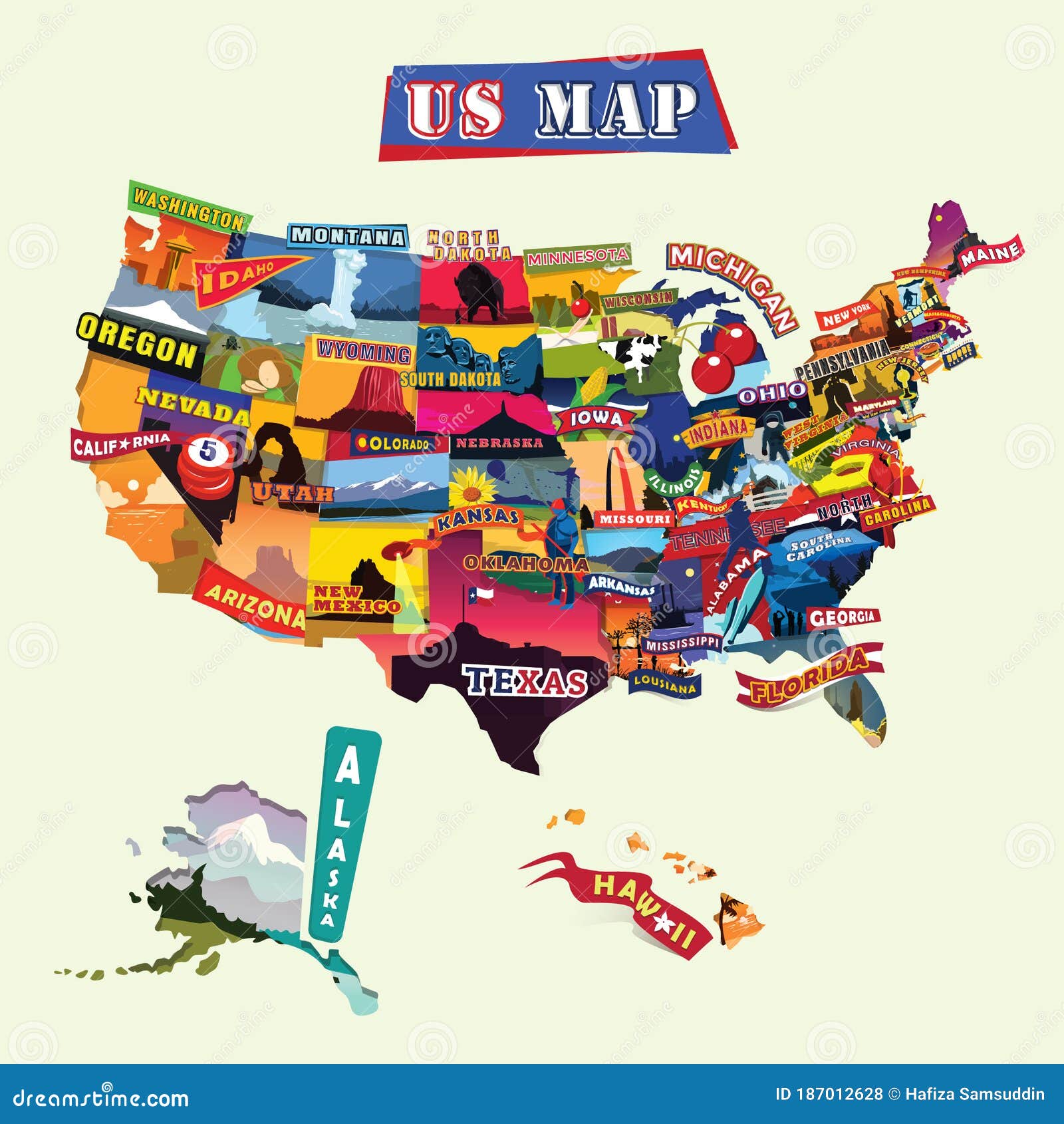 us map.   decorative 