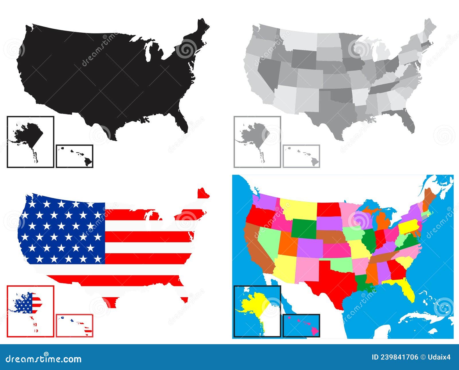 US maps set vector drawing stock vector. Illustration of outline ...