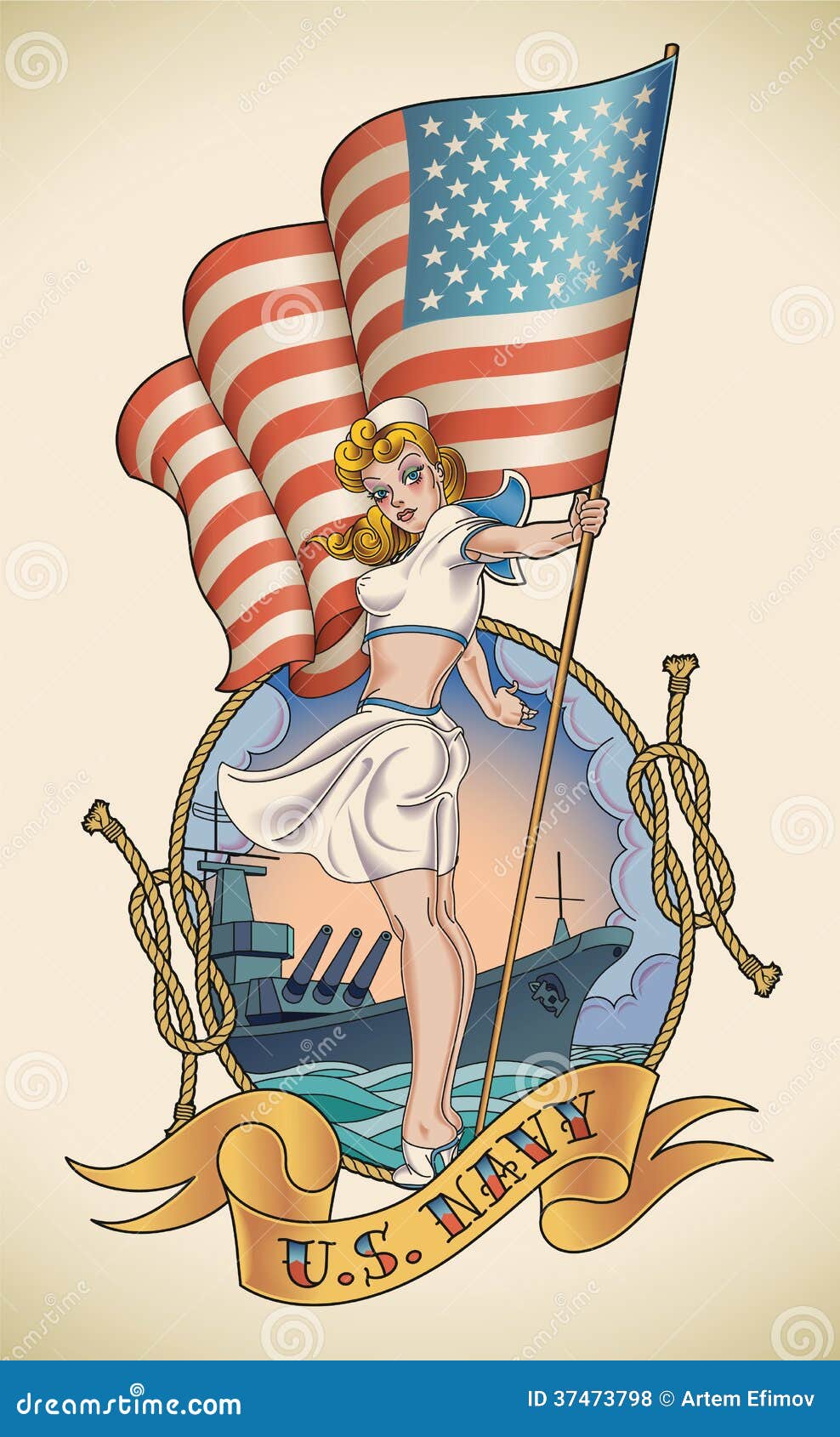 US Navy girl stock vector. Illustration of rope, ship - 37473798