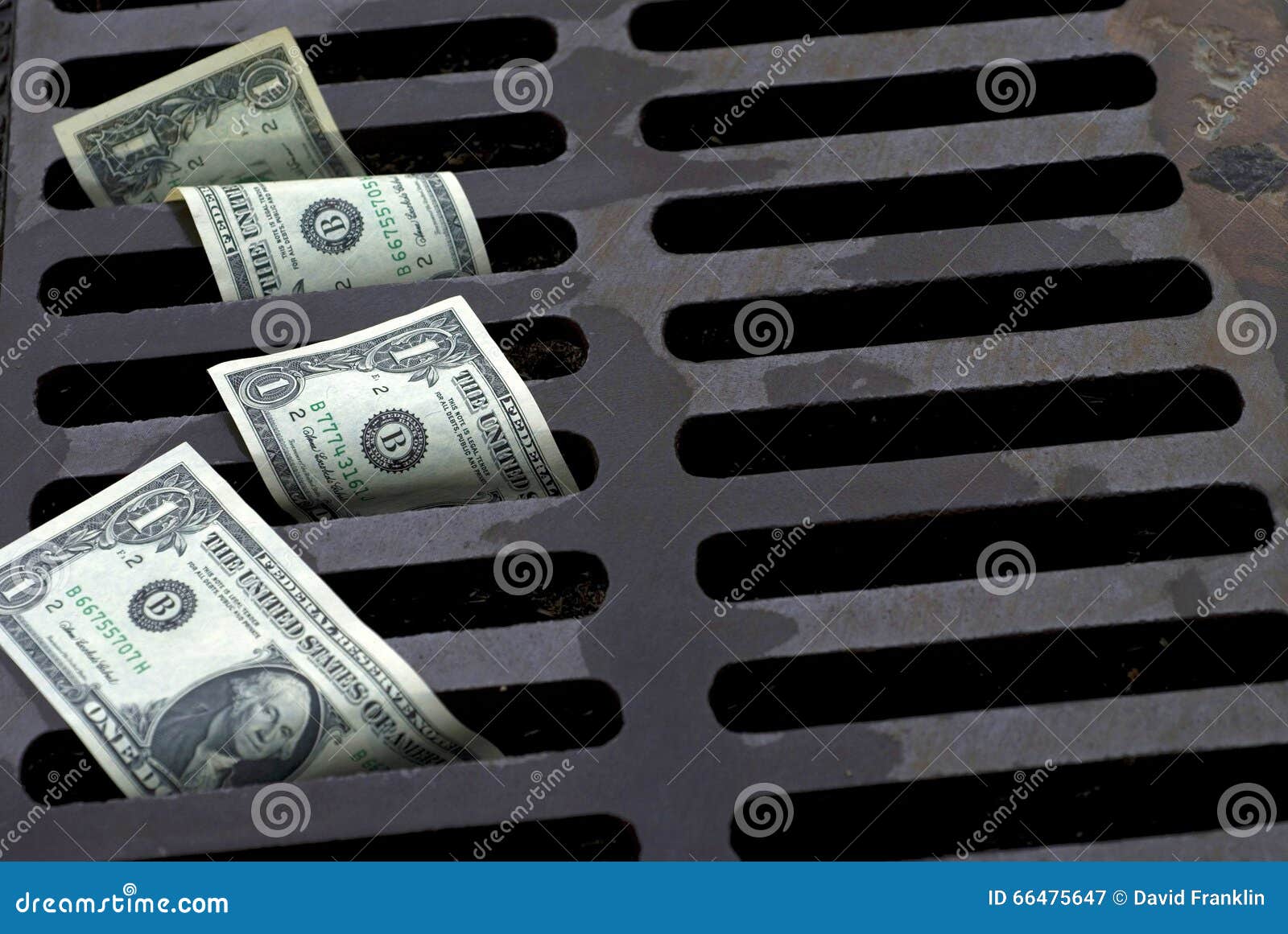 US One Dollar Bills Washed Down the Drain Stock Image Image of spend