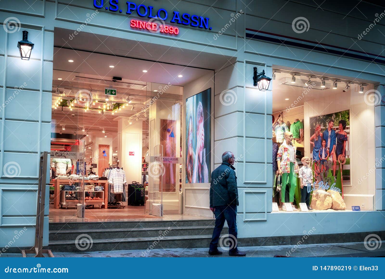 US Polo ASSN Store Windows in Istiklal Avenue. Editorial Stock
