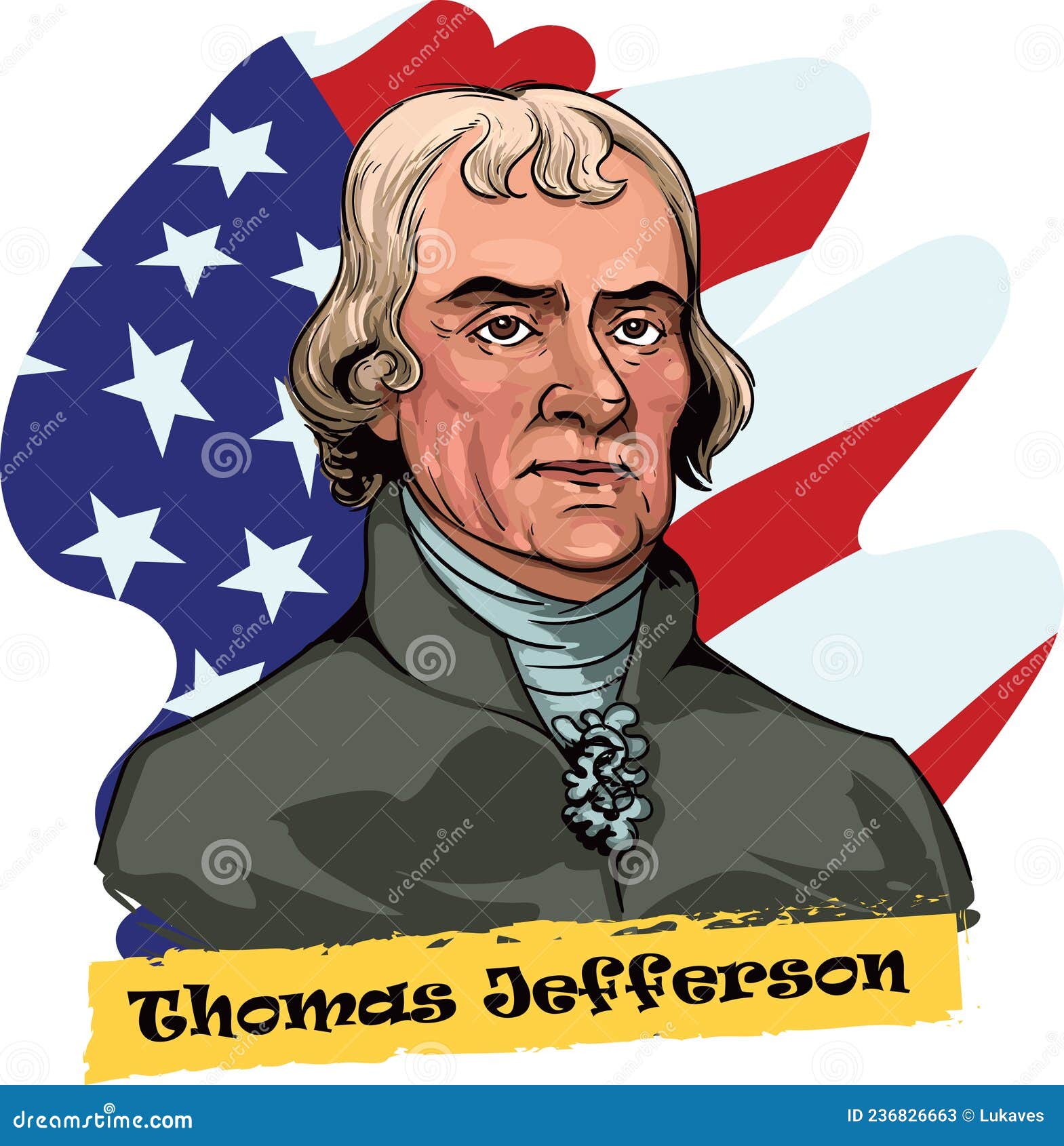 US Presidents - 03 - Thomas Jefferson Cartoon Vector | CartoonDealer ...