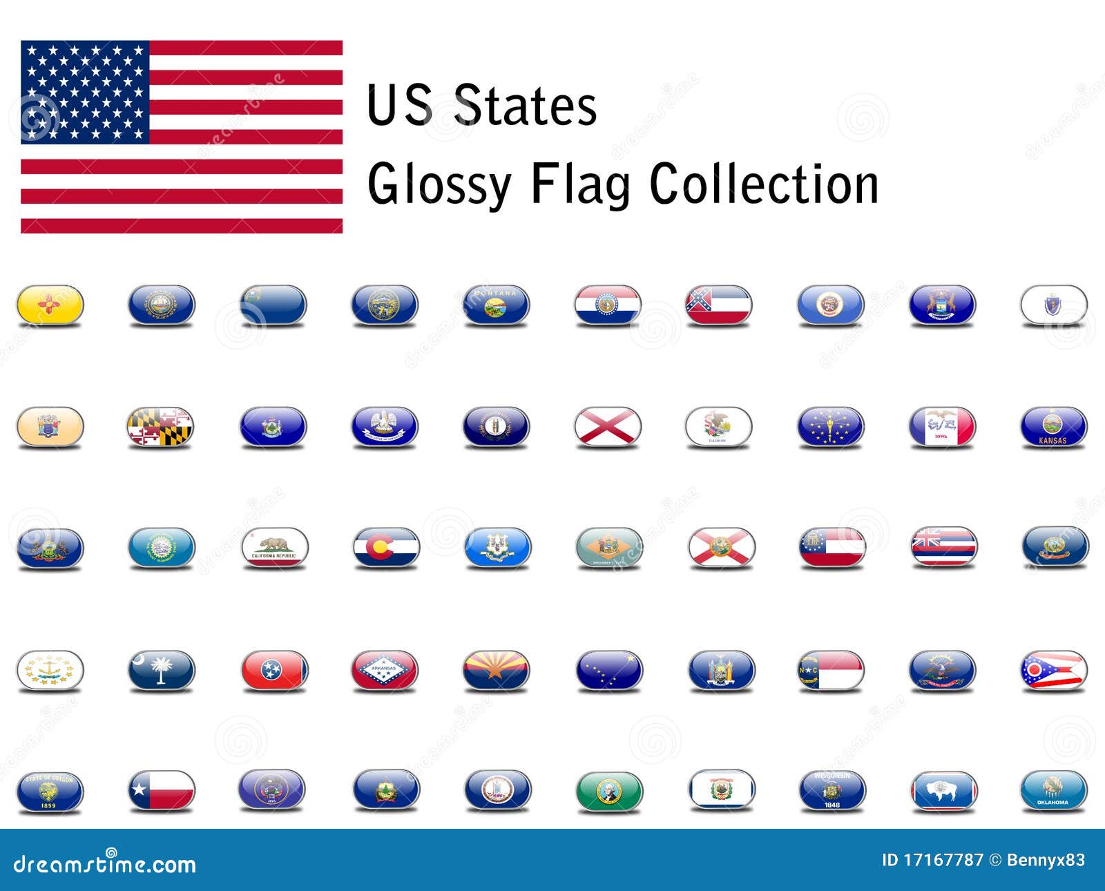 Us State Flag Icons Stock Illustration Image Of Alabama 17167787