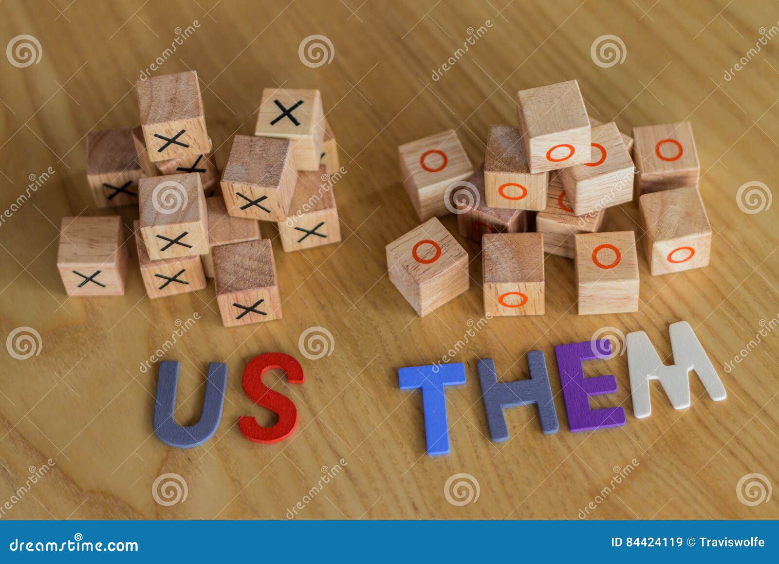 us and them side by side in two different competing teams that a