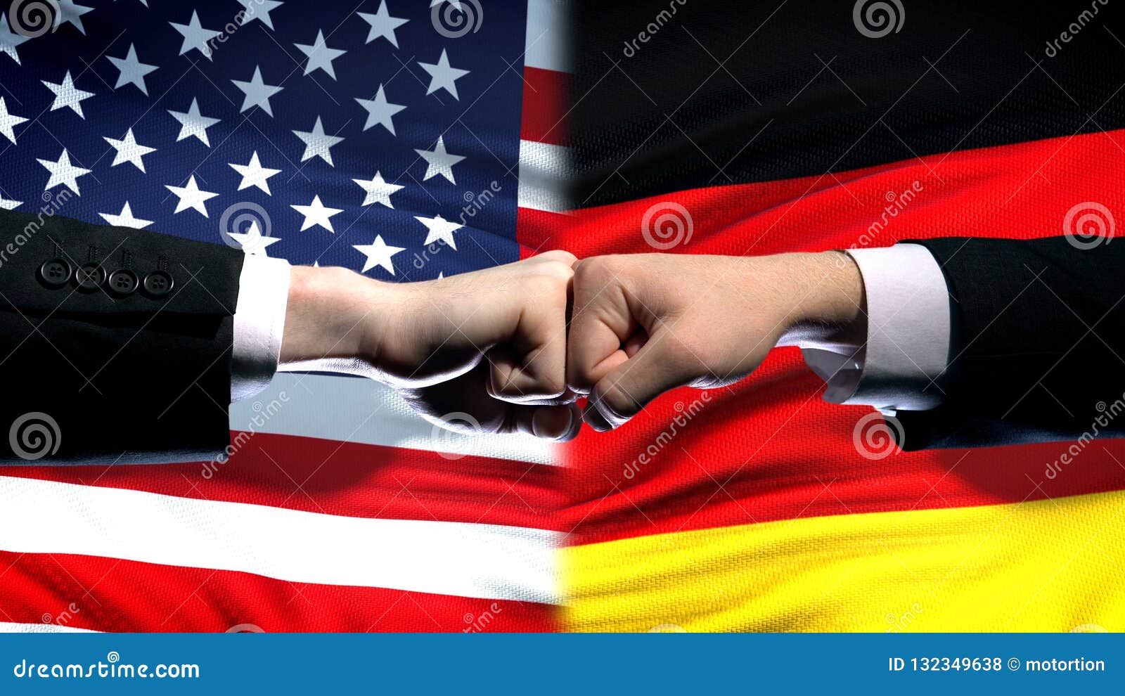 US Vs Germany Conflict, International Relations Crisis, Fists On Flag