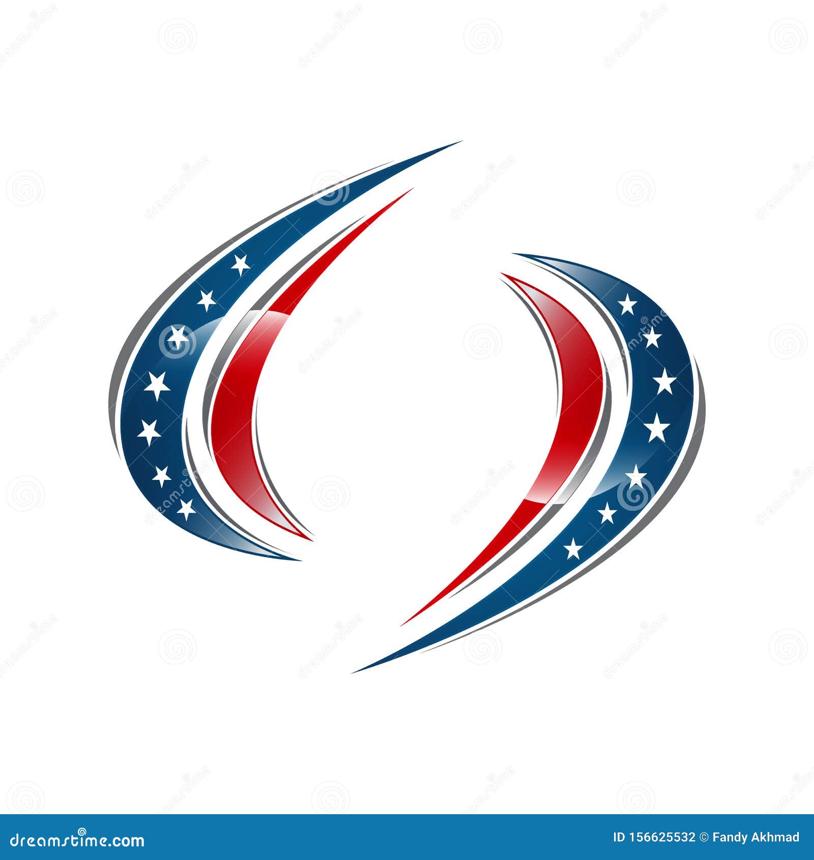 Usa American Flag Logo Design Elements Vector Icons Stock Vector