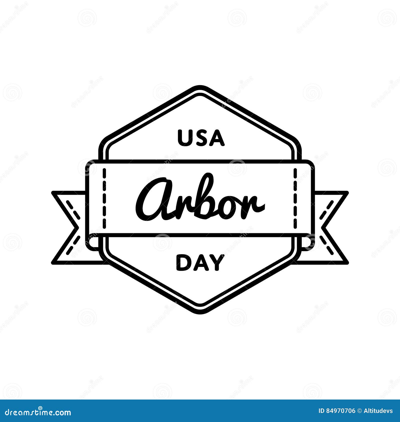 USA Arbor day greeting emblem. USA Arbor day emblem isolated vector illustration on white background. 28 april american ecological holiday event label, greeting card decoration graphic element